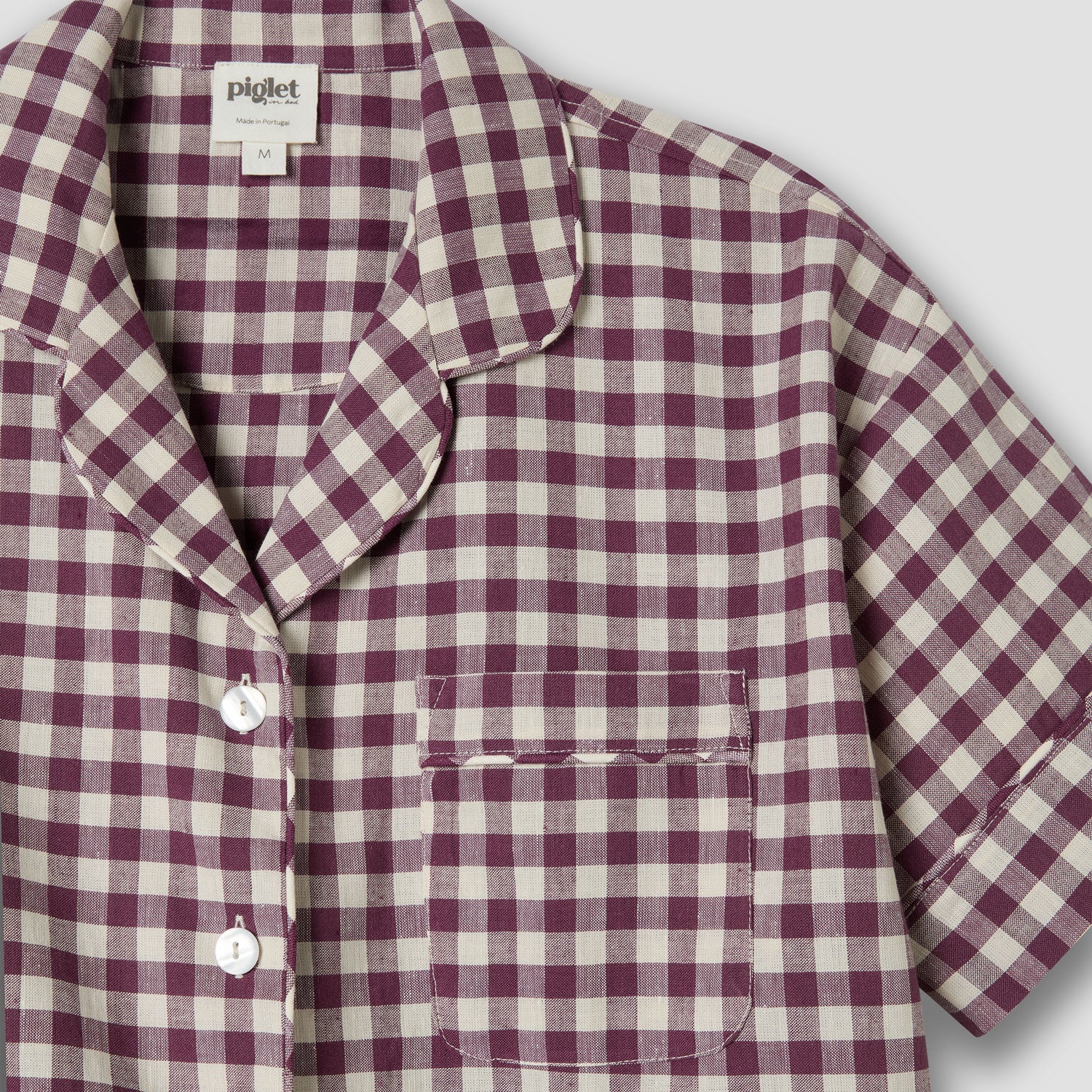 Berry Gingham Linen Blend Pajama Short Set - Comfortable Sleepwear for Women - Perfect for Summer Nights & Lounging at Home