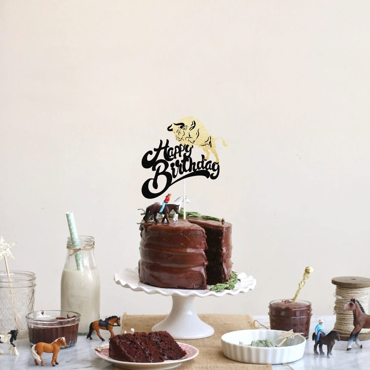 Bullfight Cake Topper - Matador Birthday Party Decorations for Boys & Girls - Brave Matador Theme Cake Decor - Glitter Baby Shower & Kids Birthday Party Supplies - Perfect for Themed Parties, Birthday Cakes, and Special Celebrations