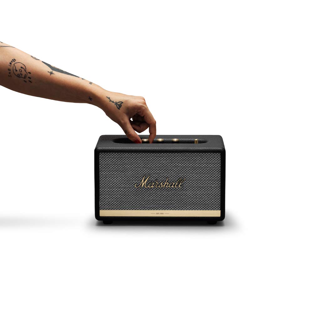 Marshall Acton II Wireless Bluetooth Speaker - Portable Home & Outdoor Speaker with Rich Bass, Multi-Room Streaming, Alexa Voice Control - Perfect for Parties, Travel & Home Entertainment (Black)