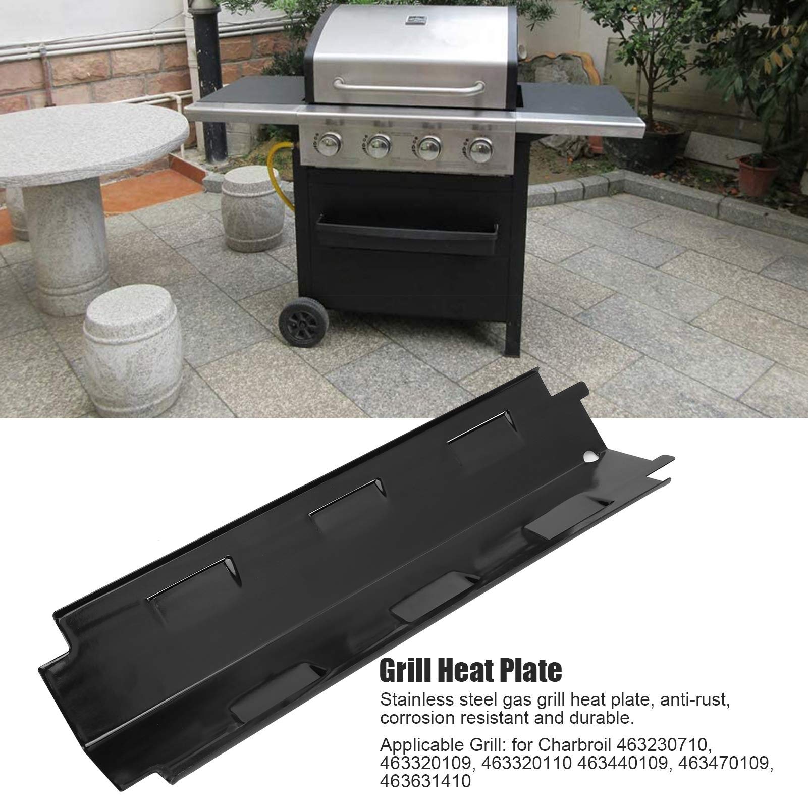 2Pcs Stainless Steel Gas Grill Heat Shield & Flame Tamer - Replacement Heat Plates for Char-Broil, Weber, Nexgrill - BBQ Grill Repair Kit for Burner Protection (Perfect for Backyard Cookouts & Camping Trips)