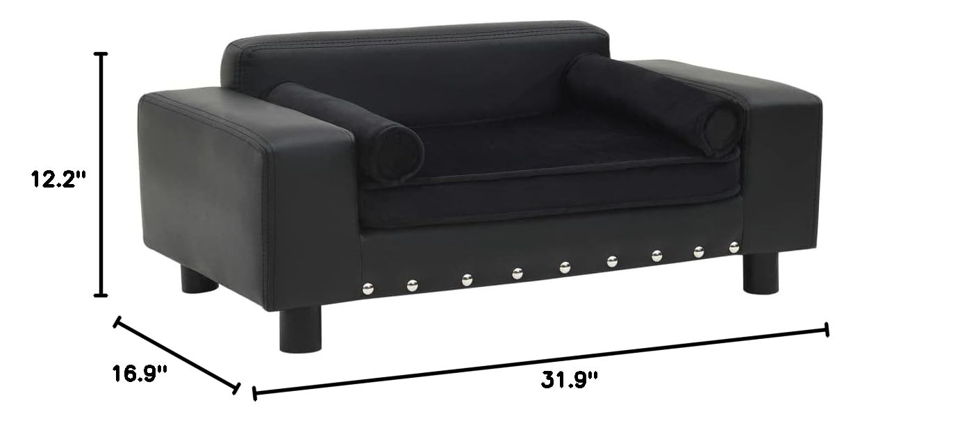**Charmma Soft Fluffy Calming Orthopedic Sofa Bed for Dogs & Cats – Anti-Anxiety Pet Couch with Memory Foam, Machine Washable, Black, Rectangular (Includes Accessories) – Perfect for Living Room, Bedroom & Travel**