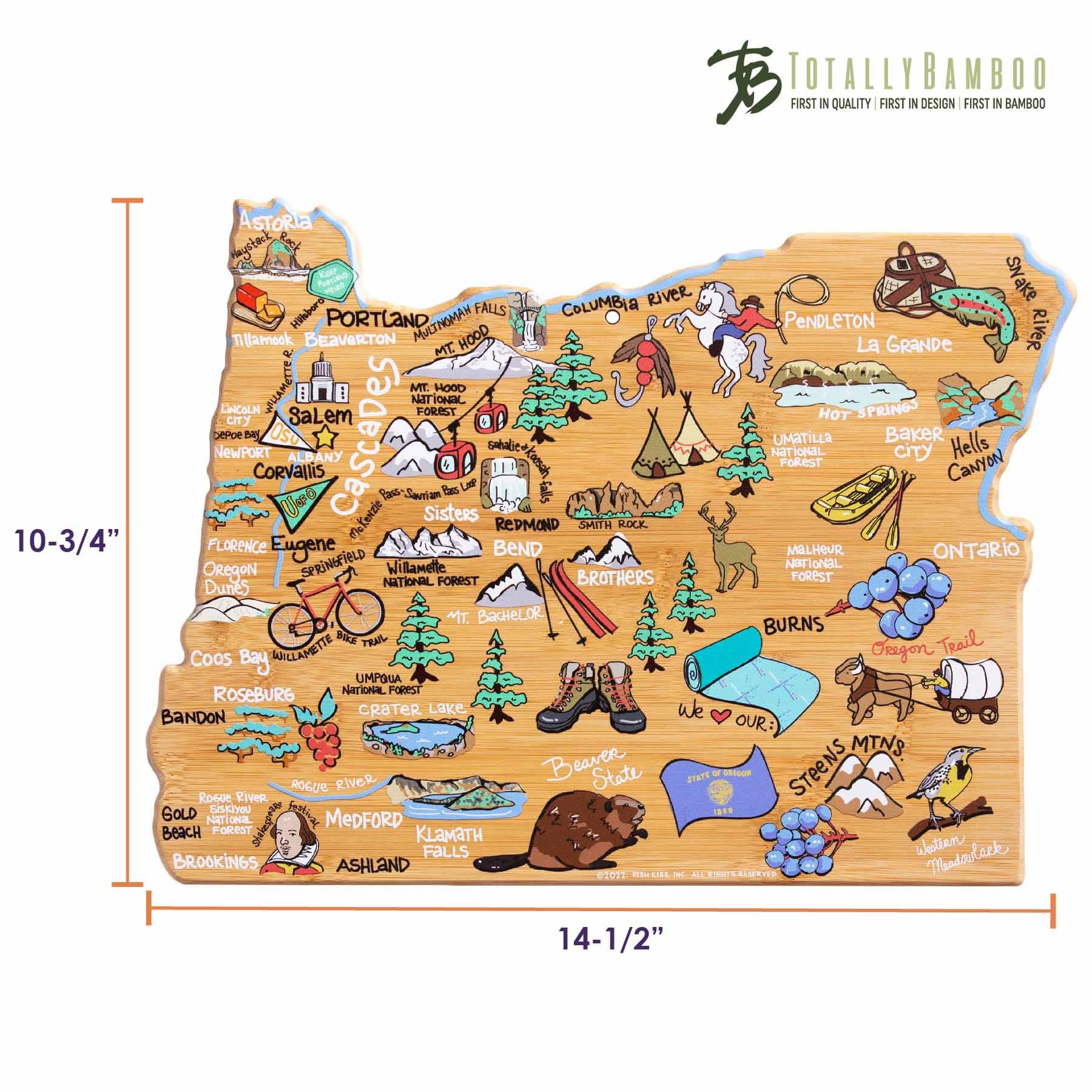 Premium Oregon Wood Cutting Board with Fish Kiss™ Artwork - Durable Kitchen Essential for Chopping, Serving & Decor - Perfect for Home Chefs & Gift Giving