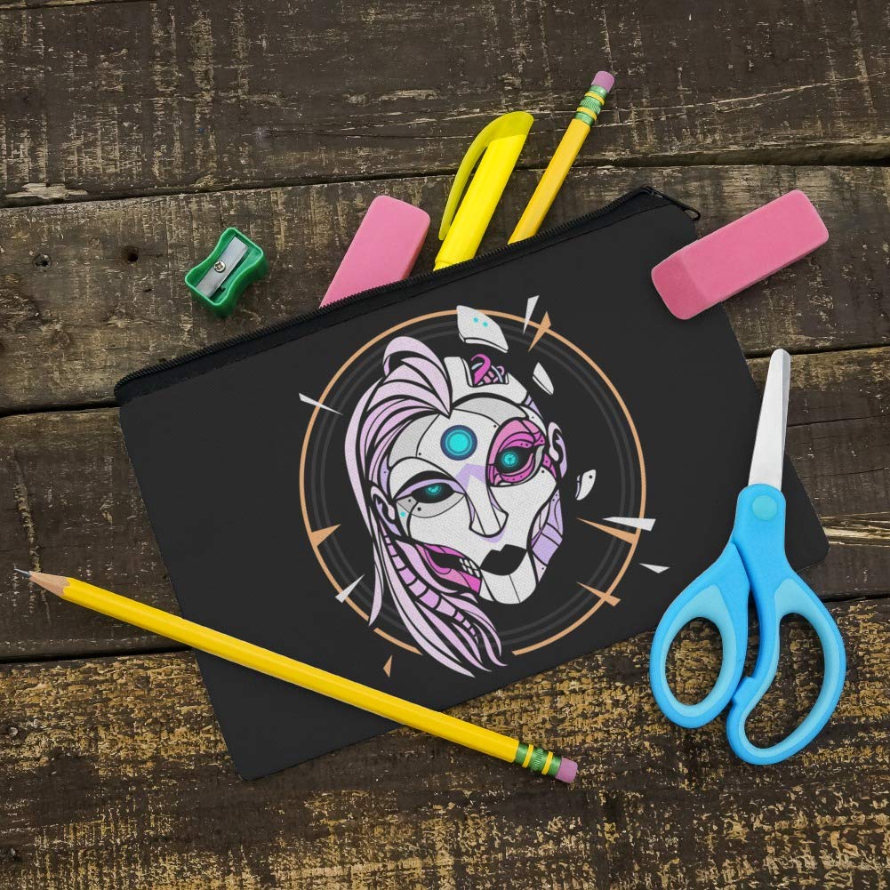 Cyborg Android Robot Science Woman Face Pencil Pen Organizer Zipper Pouch Case - Stylish Stationery Storage for School, Office & Travel