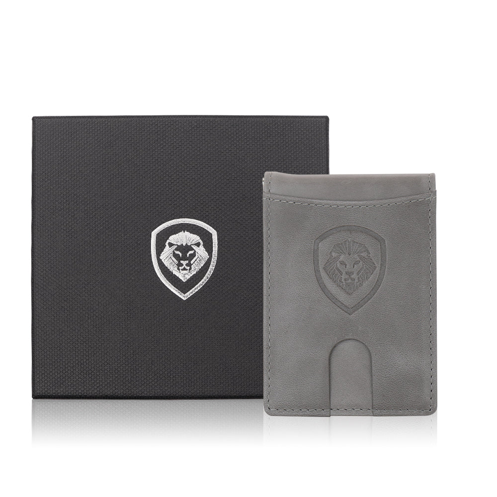 Valuetainment Gray RFID Blocking Wallet Keychain Set - Slim Minimalist Money Clip Card Holder for Men & Women - Perfect for Travel, Daily Use & Gift Giving