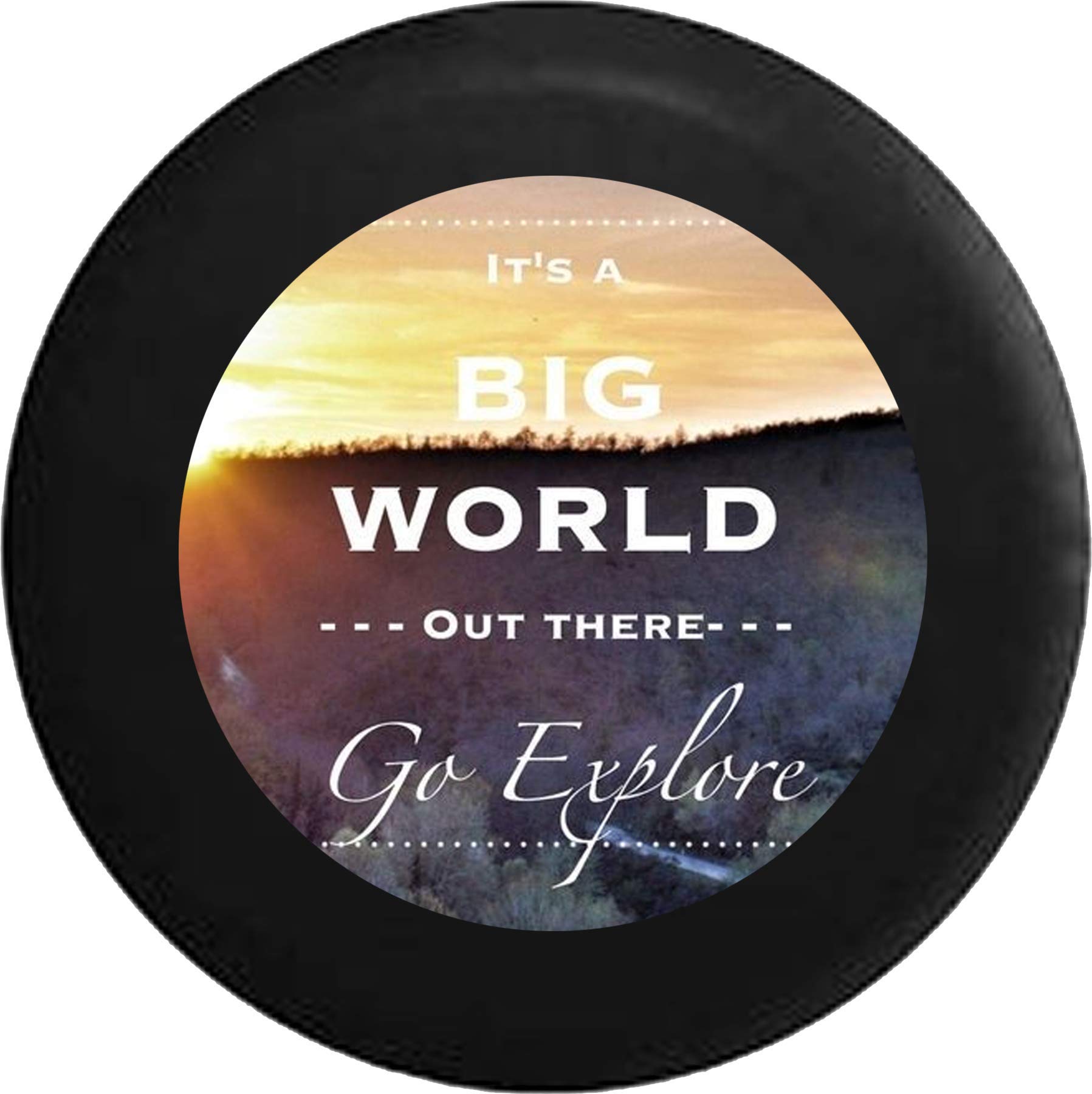 35 Inch Big World Out There Spare Tire Cover - Durable Travel Accessory for SUVs, Trucks & RVs - Explore The World in Style | Perfect for Road Trips & Outdoor Adventures