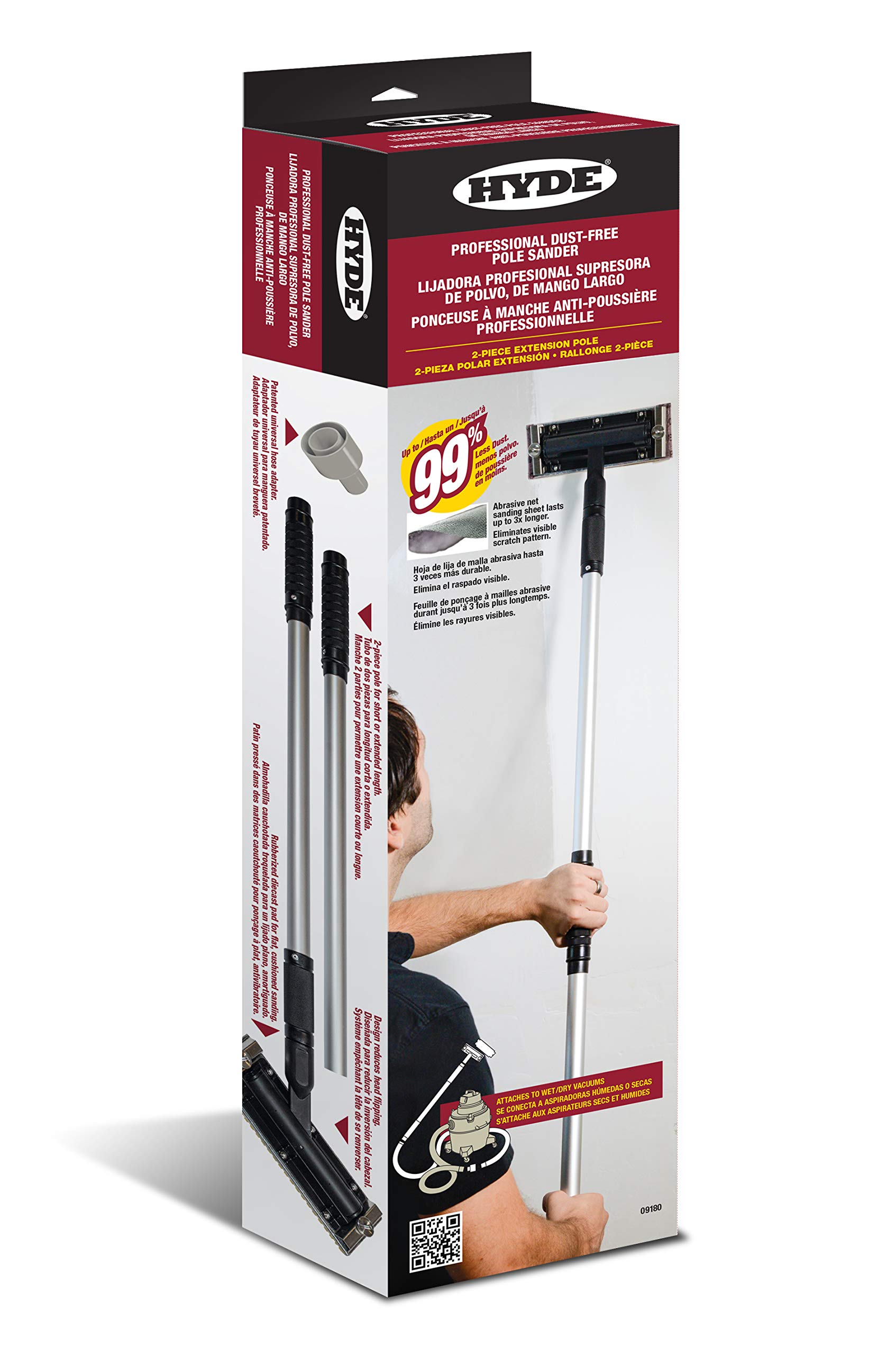 HYDE Professional Pole Sander Kit with 10 Abrasive Sanding Net Sheets - Drywall, Wood & Paint Sanding for Home Renovation Projects