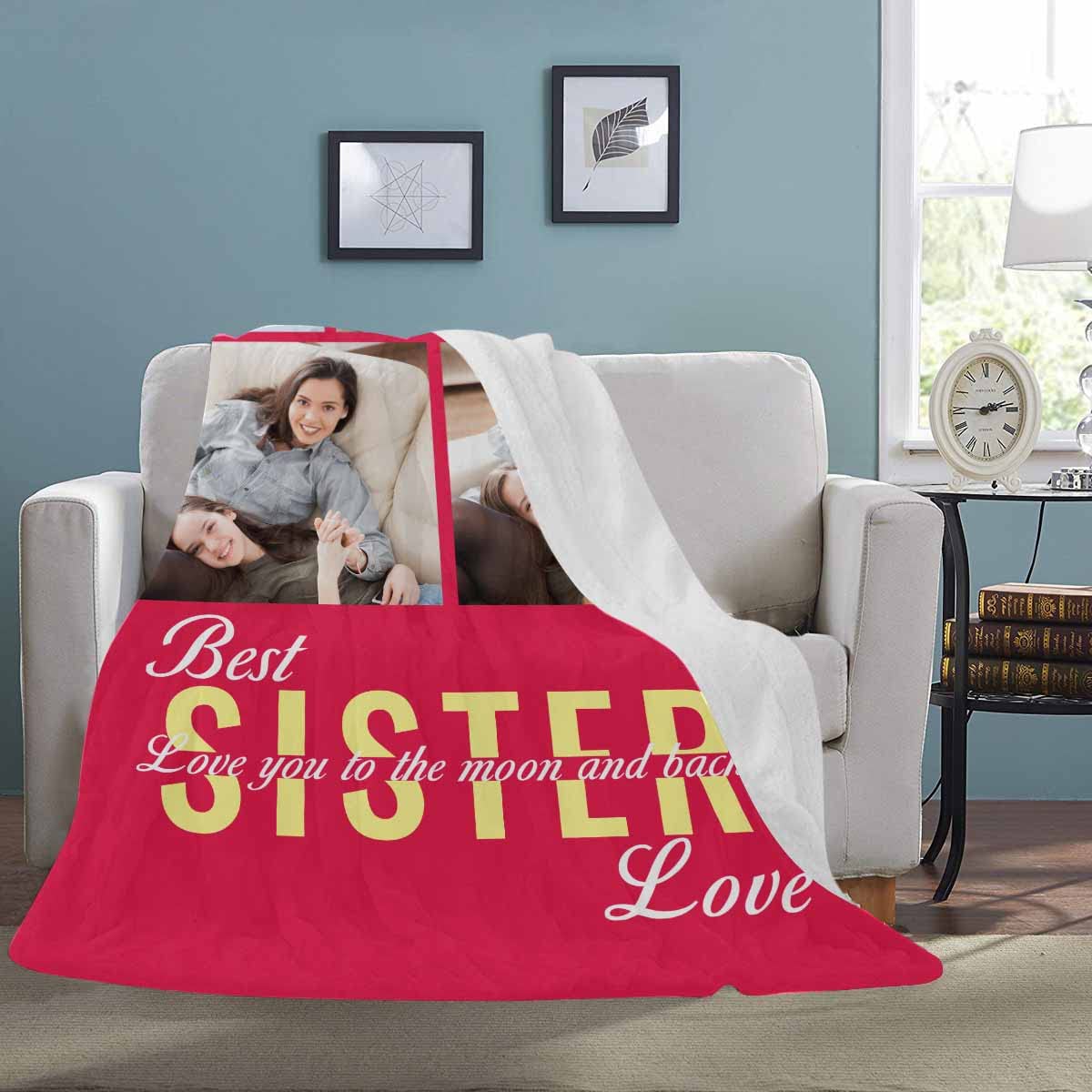 Custom Photo Blanket for Sister - Personalized Picture Blanket Gift for Best Friends, Girl Photo Blanket, Soft & Cozy Throw Blanket 30x40 inches - Perfect for Birthdays, Anniversaries & Friendship Gifts