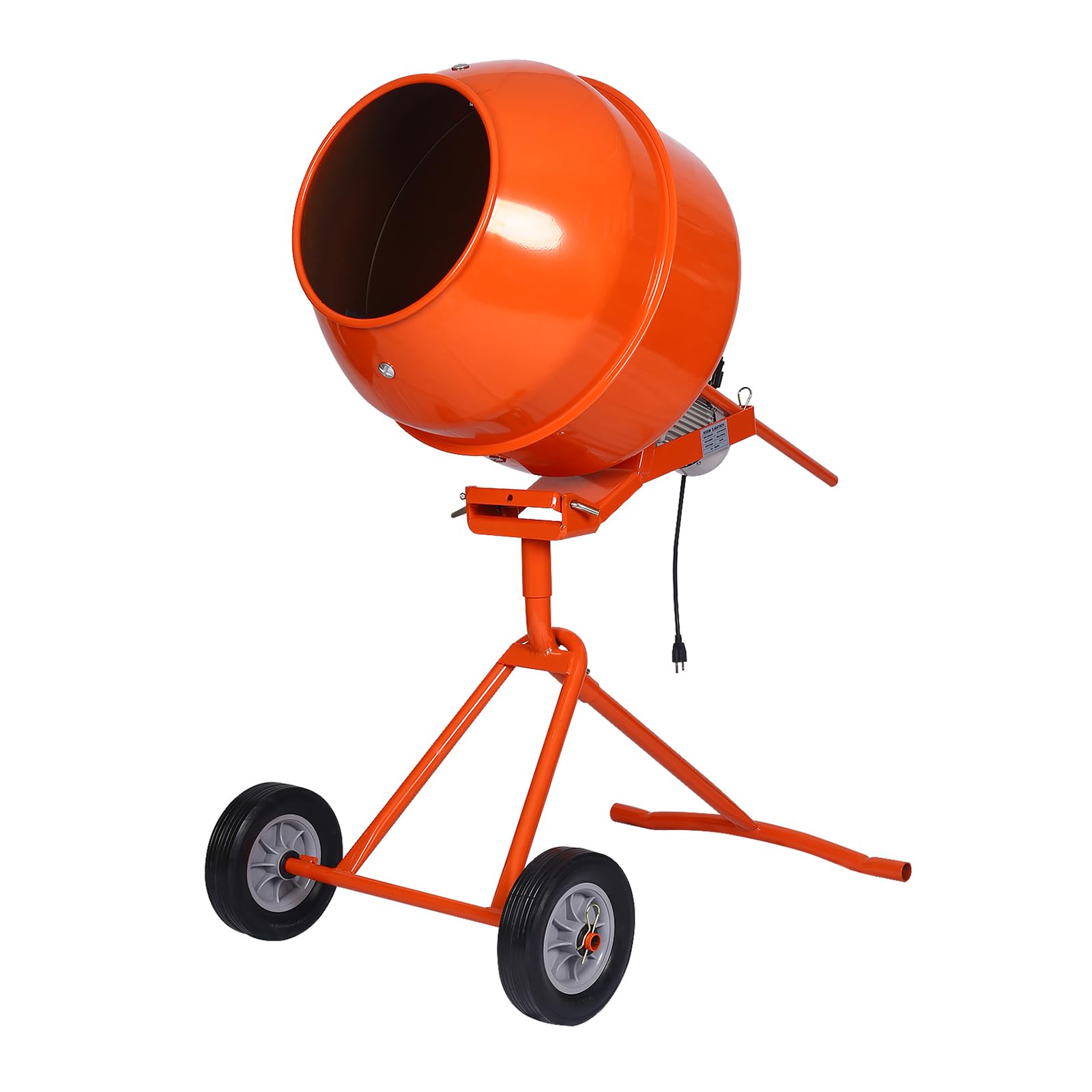 5 CU FT Electric Cement Mixer with Wheels & Stand - 120V Portable Concrete Mixer for Stucco, Mortar, Seeds & Fodder - Ideal for Construction, Gardening & Farm Use