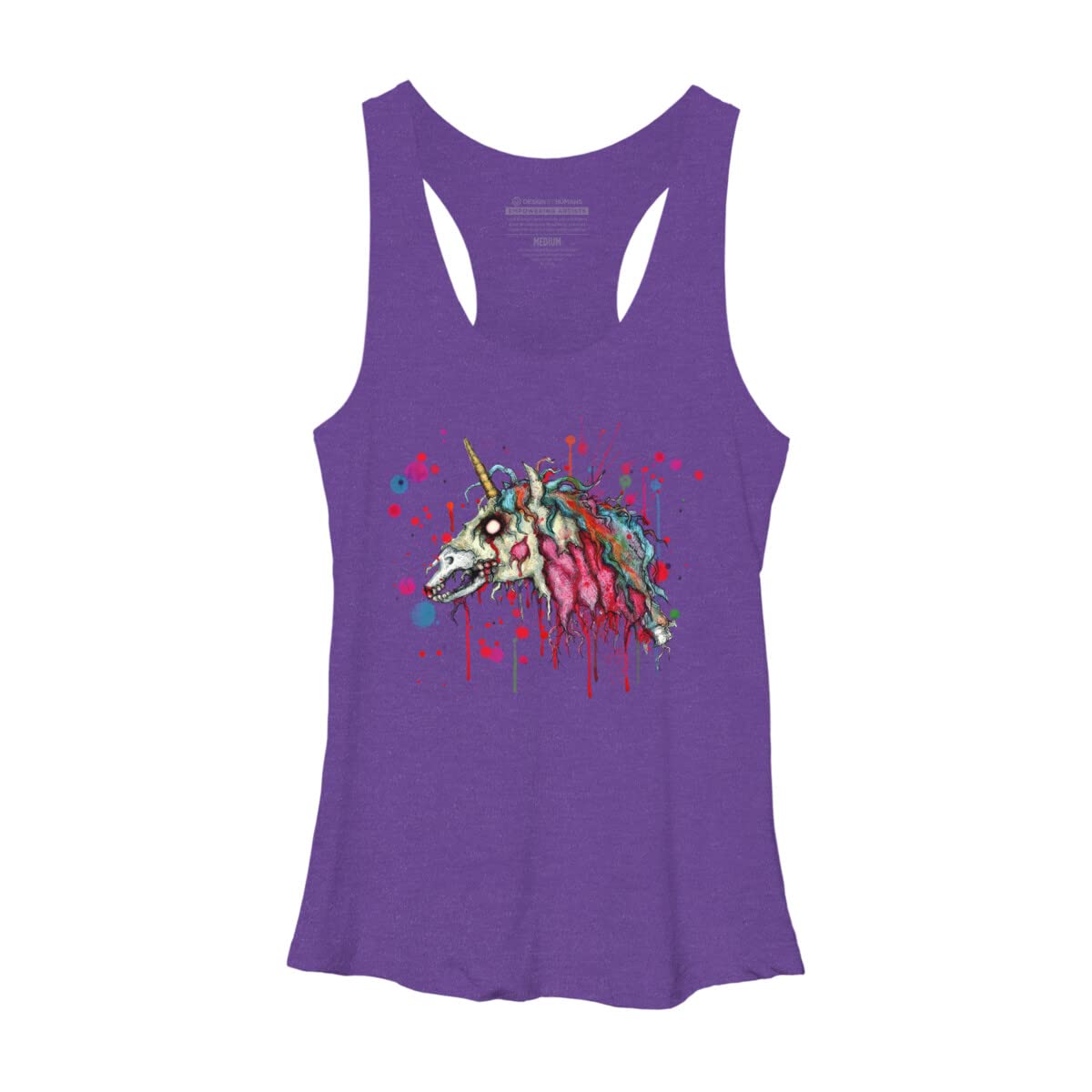 LVBArt Zombie Unicorn Women's Racerback Tank Top | Graphic Print Casual Tee for Women | Perfect for Summer Outfits, Concerts & Festival Fashion