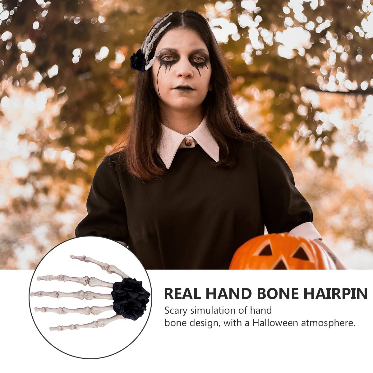 Gothic Skull Vampire Rose Brooch Barrette - Elegant Lip Rose Hair Clip for Women | Halloween Hair Accessories & Skeleton Headwear | Perfect for Gothic Fashion, Costume Parties & Dark Aesthetic Decor