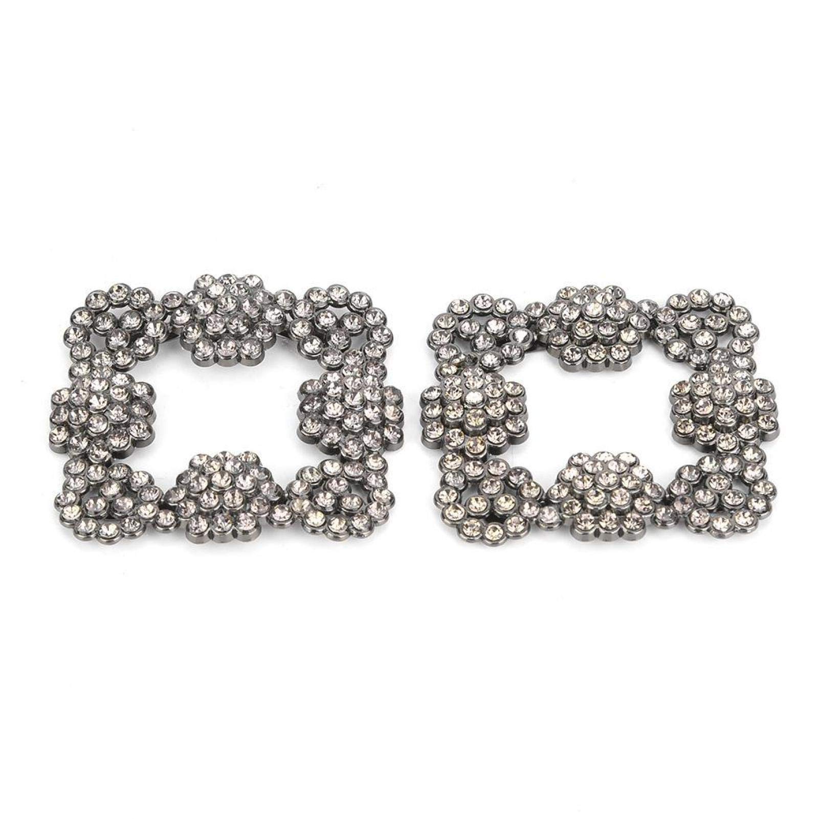 Rhinestone Crystal Shoe Clips - Elegant Metal Shoe Decorations for Wedding & Party | Purple Square Buckle Shoe Flower Accessories | Perfect for Bridal Shoes, Prom, Evening Gowns & Special Occasions