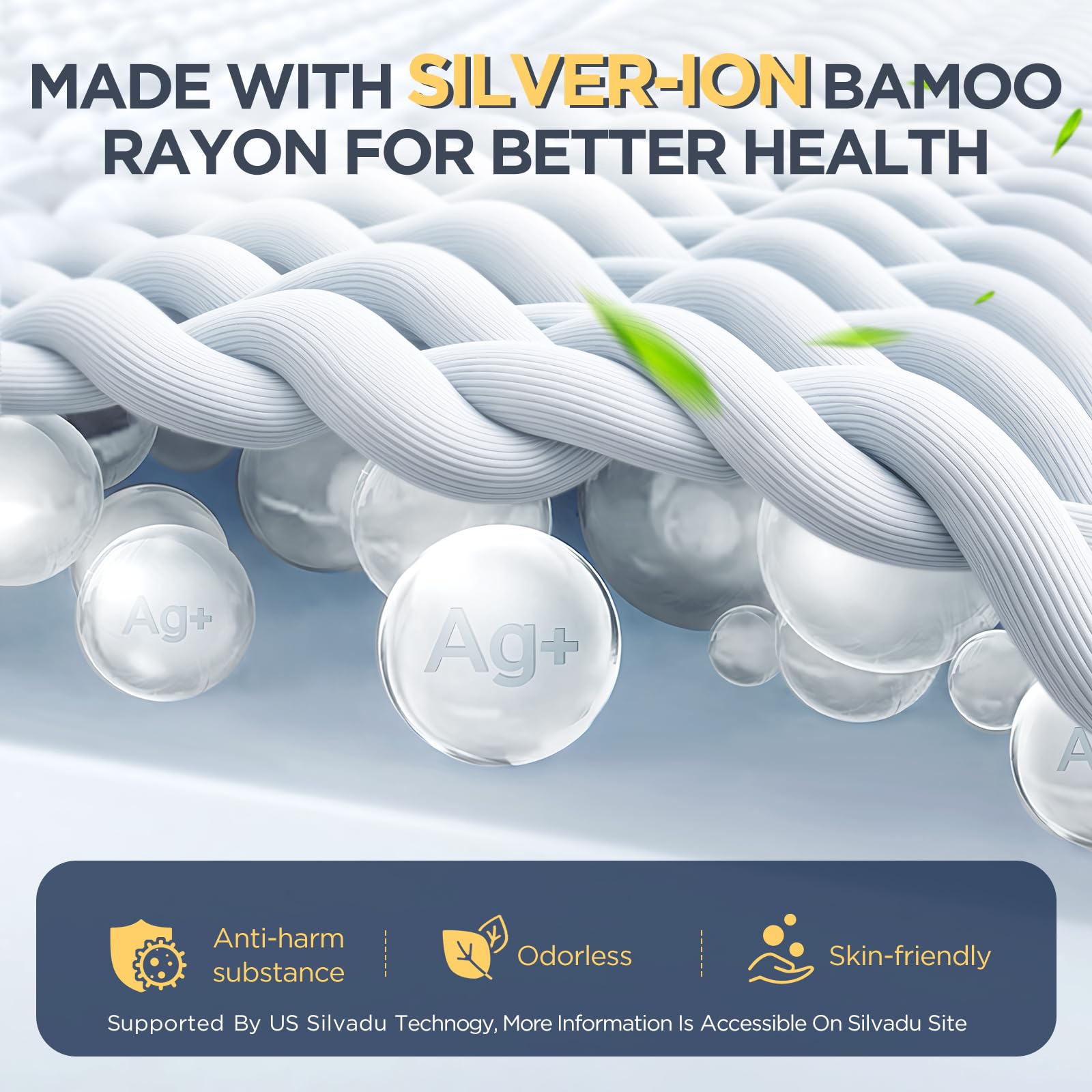 Premium Waterproof Queen Mattress Protector - Silver-Infused Bamboo Rayon, Hypoallergenic & Odor-Free - Deep Pocket Fits 6