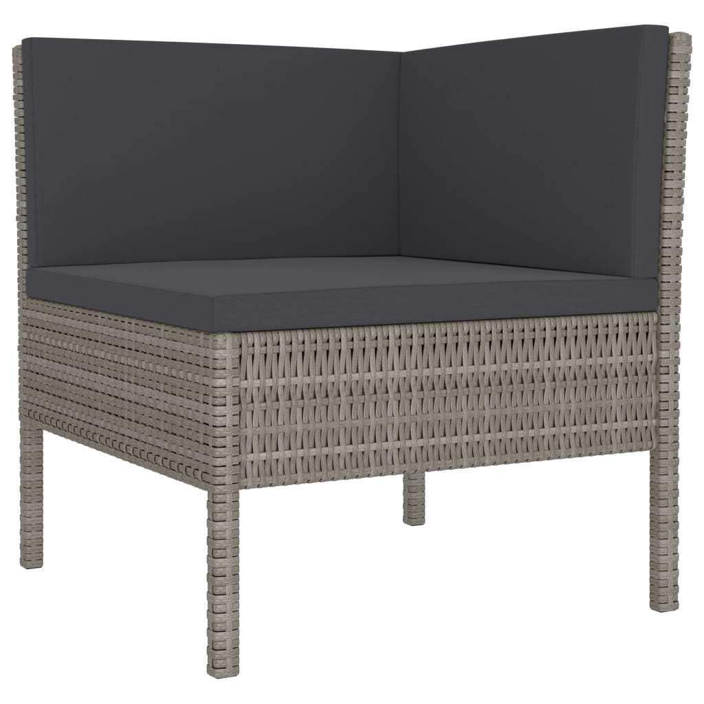 vidaXL 10-Piece Gray Poly Rattan Patio Lounge Set with Cushions - Durable Outdoor Furniture for Garden, Deck & Backyard - Perfect for Relaxing, Entertaining & Sunbathing