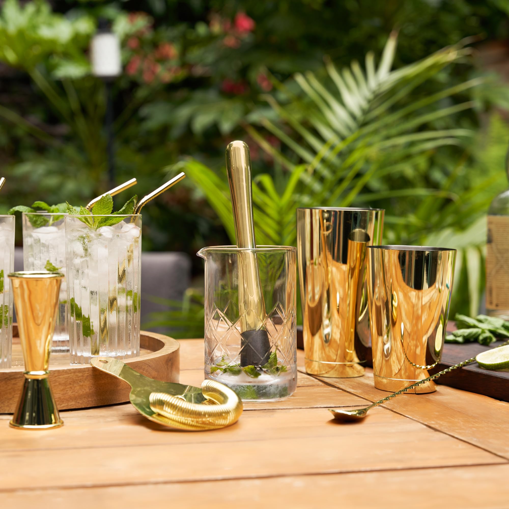 Premium Viski Gold Cocktail Shaker Set - 7-Piece Stainless Steel Bar Tools Kit with Mixing Glass, Bar Spoon & Bartender Accessories - Perfect for Home Bars, Parties & Professional Mixology