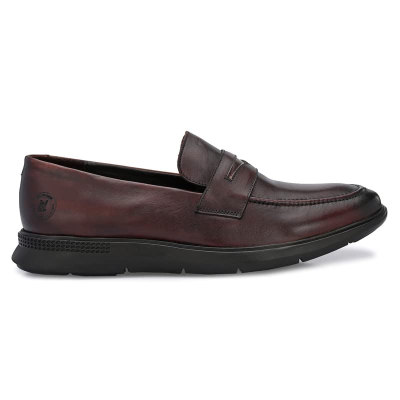 Legwork Men's Genuine Leather Loafers - Comfortable Slip-On Dress Shoes for Men & Boys | Perfect for Business, Casual & Formal Occasions