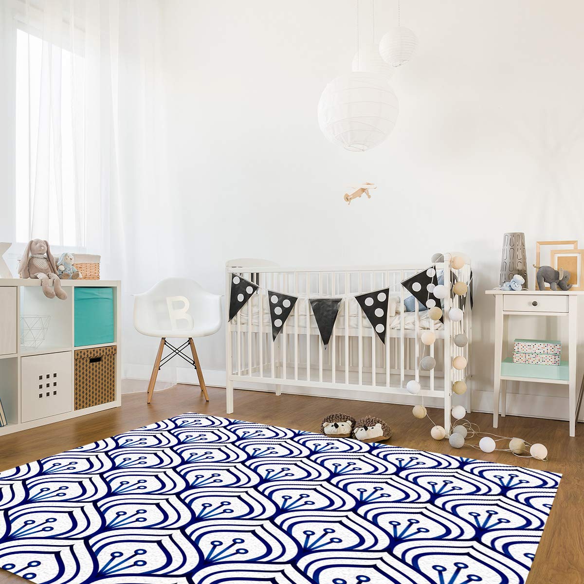 Non-Slip Absorbent Area Rug 3x5 Feet - Blue & White Porcelain Pattern Rectangle Carpet for Living Room, Bedroom, Kitchen, Entryway | Soft Indoor Floor Mat & Accent Rug for Home Decor, Pet-Friendly & High Traffic Areas