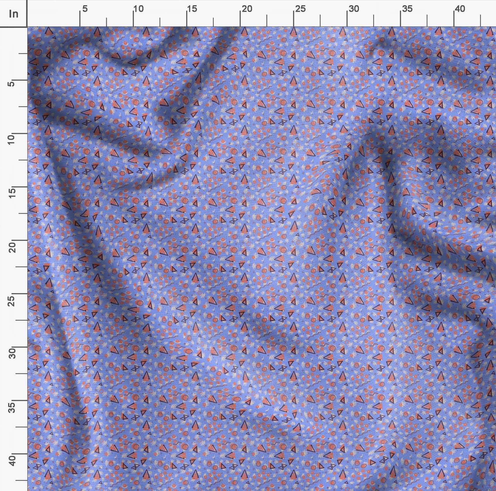 Soimoi Moss Georgette Blue Fabric by The Yard - 42 Inch Wide Geometric Printed Fabric with Circle & Triangle Design for DIY Crafts, Dresses, Curtains & Home Decor | Lightweight Textile for Sewing Projects & Fashion Design