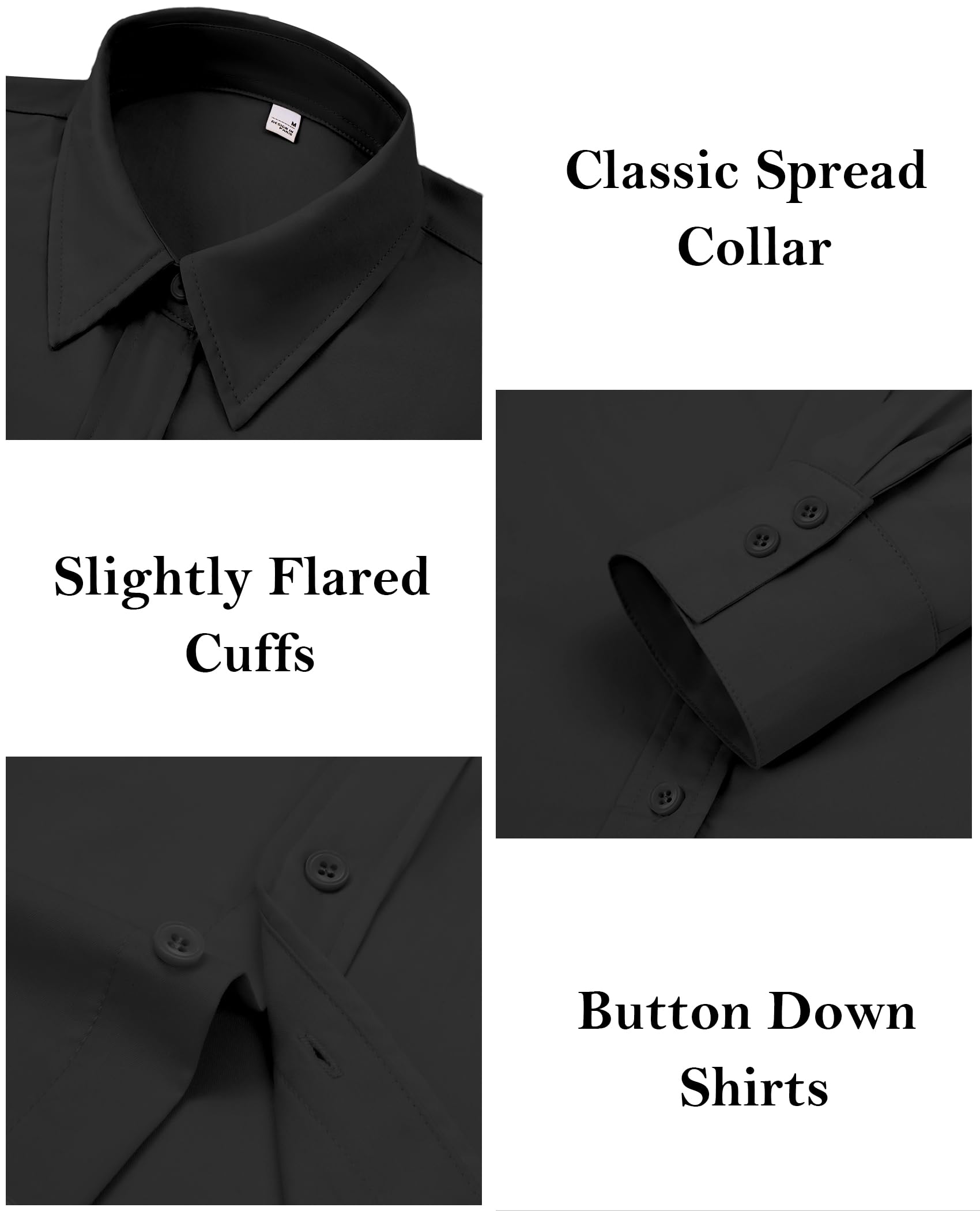 Siliteelon Women's Long Sleeve Button Down Dress Shirts - Wrinkle Free Solid Formal Work Blouse for Business Office & Professional Occasions