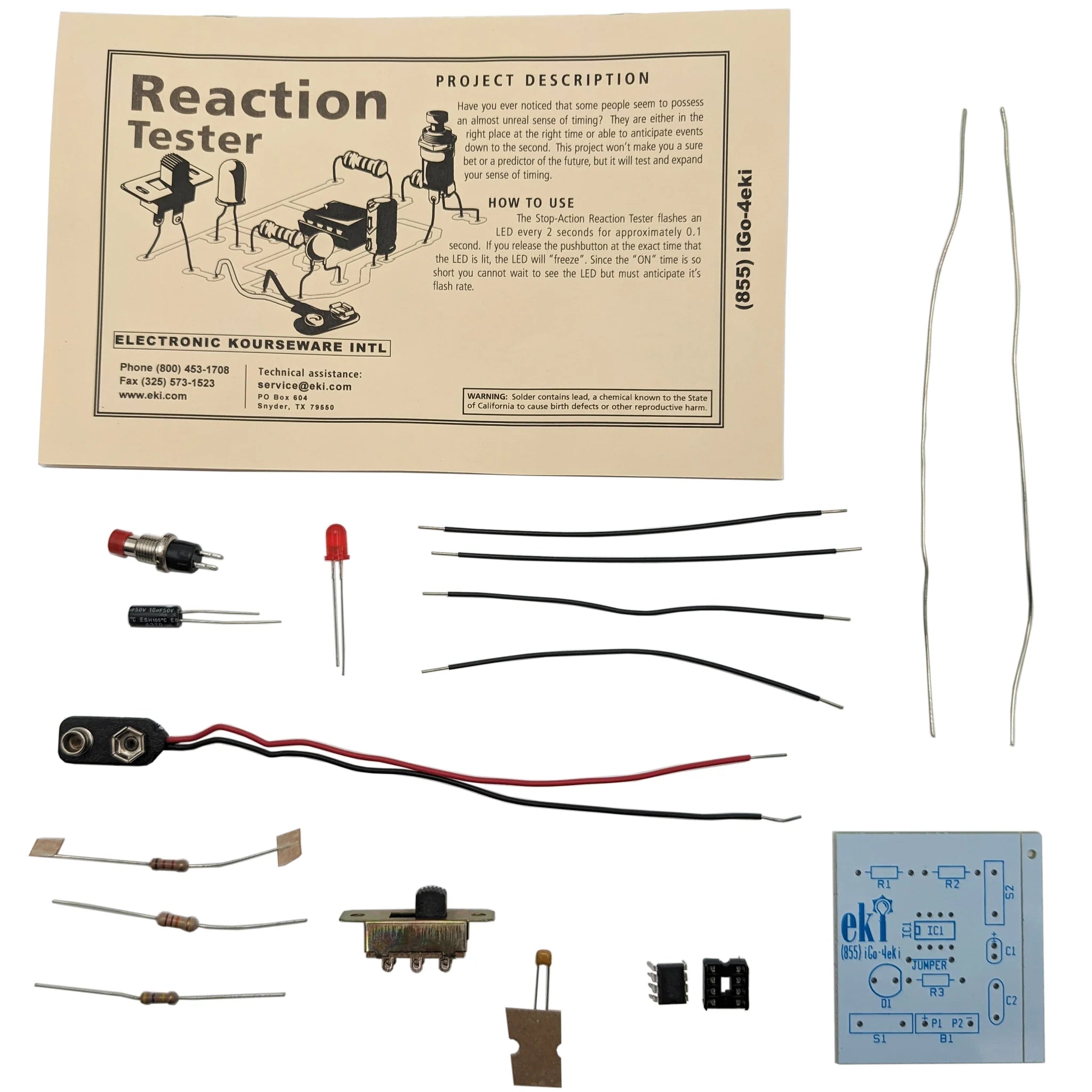 EKI Reaction Tester Soldering Practice Kit for Beginners - Learn Electronics & PCB Soldering Skills - Perfect for STEM Education, DIY Projects & Home Repair