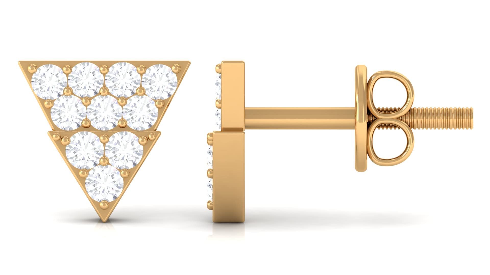 1/2 CT Diamond Stud Earrings for Women - 14K Solid Gold Natural Diamond Triangle Stud Earrings - April Birthstone Jewelry Gift for Her - Perfect for Anniversary, Birthday & Special Occasions