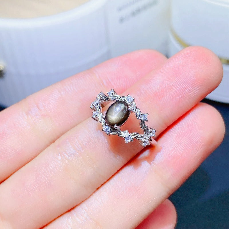 Starry Night Star Sapphire Rings for Women – Elegant Blue Gemstone Jewelry Gift for Birthday, Anniversary & Special Occasions
