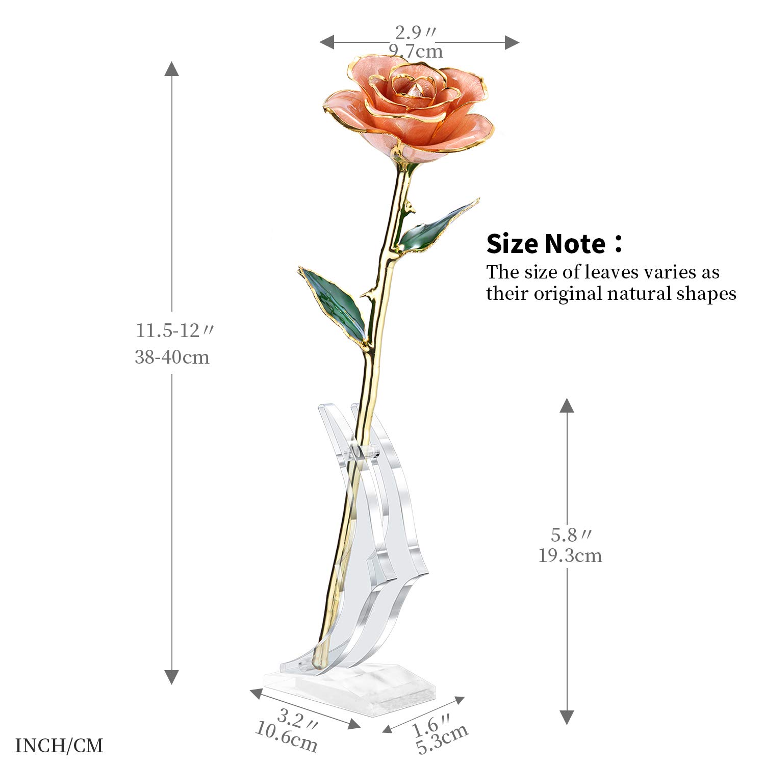24K Gold Dipped Real Rose in Pink with Stand - Luxurious Eternal Flower Gift for Her, Wife, Anniversary, Valentine's Day - Perfect for Romantic Occasions, Wedding Decor & Home Display