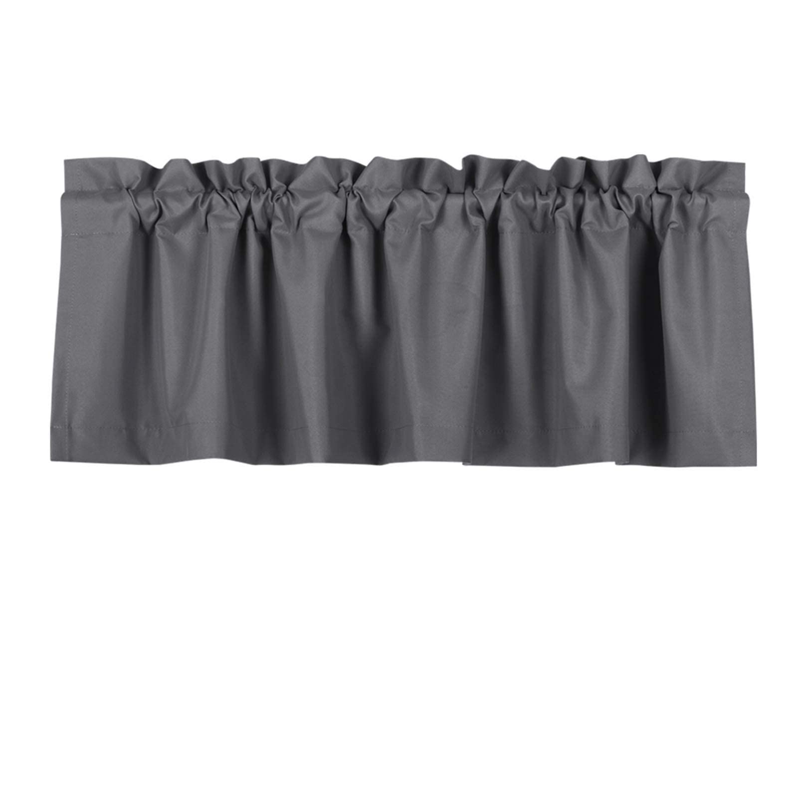 Valea Home Blackout Curtains Set for Kitchen - 24 Inch Length Grey Window Valance & Tier Panels | Energy Efficient Light Blocking for Better Sleep & Privacy