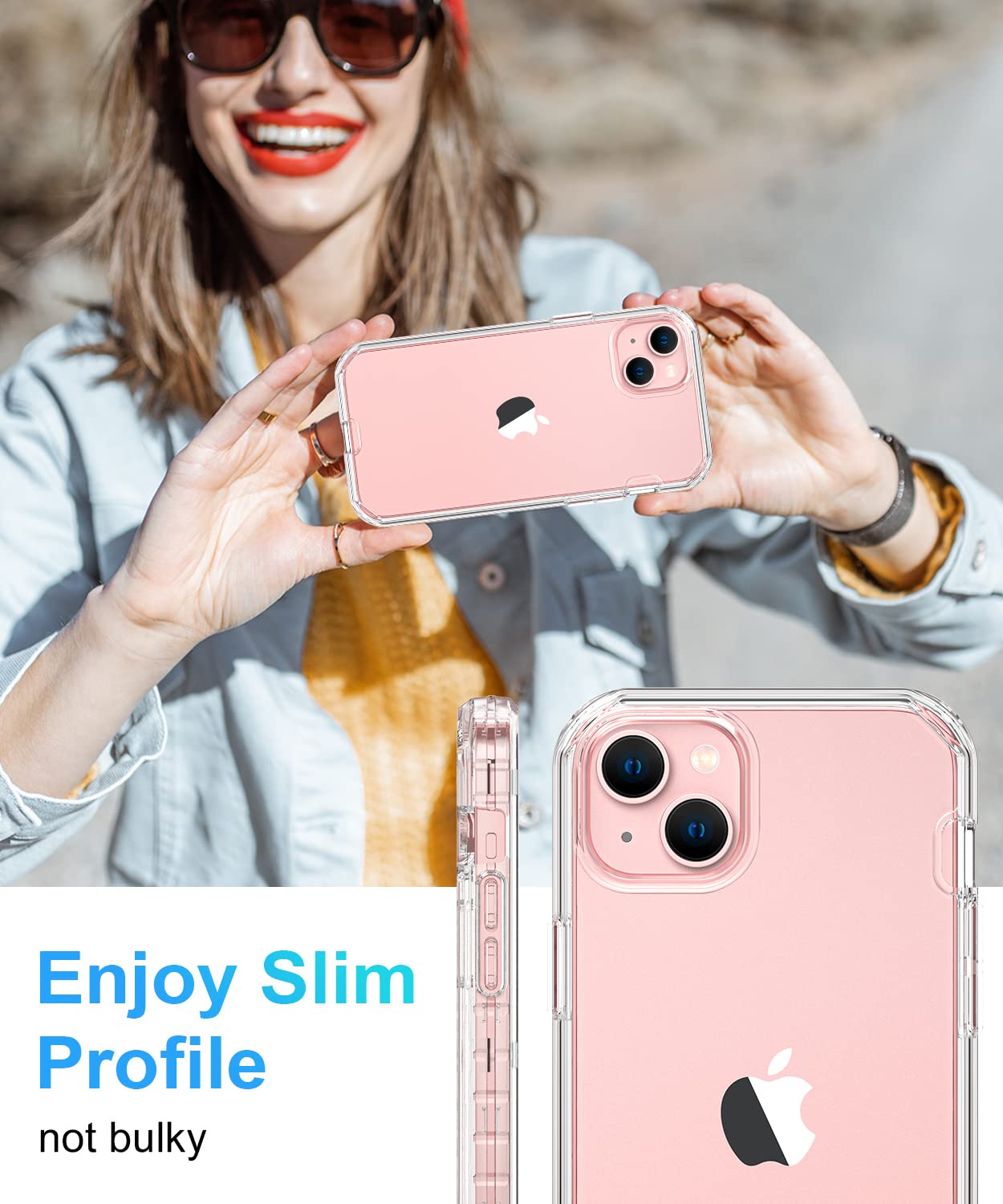 Hython Glitter iPhone 13 Case - Sparkly Shiny Bling Protective Cover | 3-in-1 Hybrid Hard PC & Soft TPU Bumper | Shockproof Full Body Protection for Women & Girls | Clear Design | Perfect for Everyday Use, Parties & Gifts