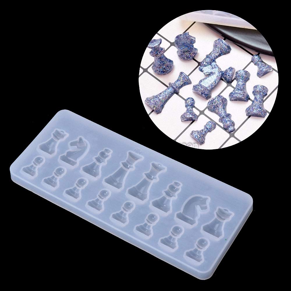 2Pcs Mini Chess Piece Resin Molds - International Chess Silicone Molds for Epoxy Resin, Clay & DIY Craft Projects - Perfect for Chess Lovers, Home Decor & Handmade Gifts