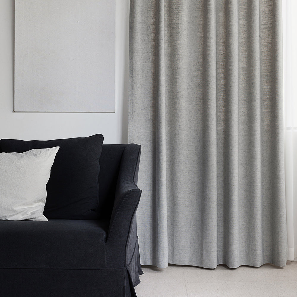 Luxury Gray Blackout Curtains - Organic Linen Drapes with Soft Top Back Tab for Villa & Home Decor | Custom Window Treatments for Bedroom & Living Room