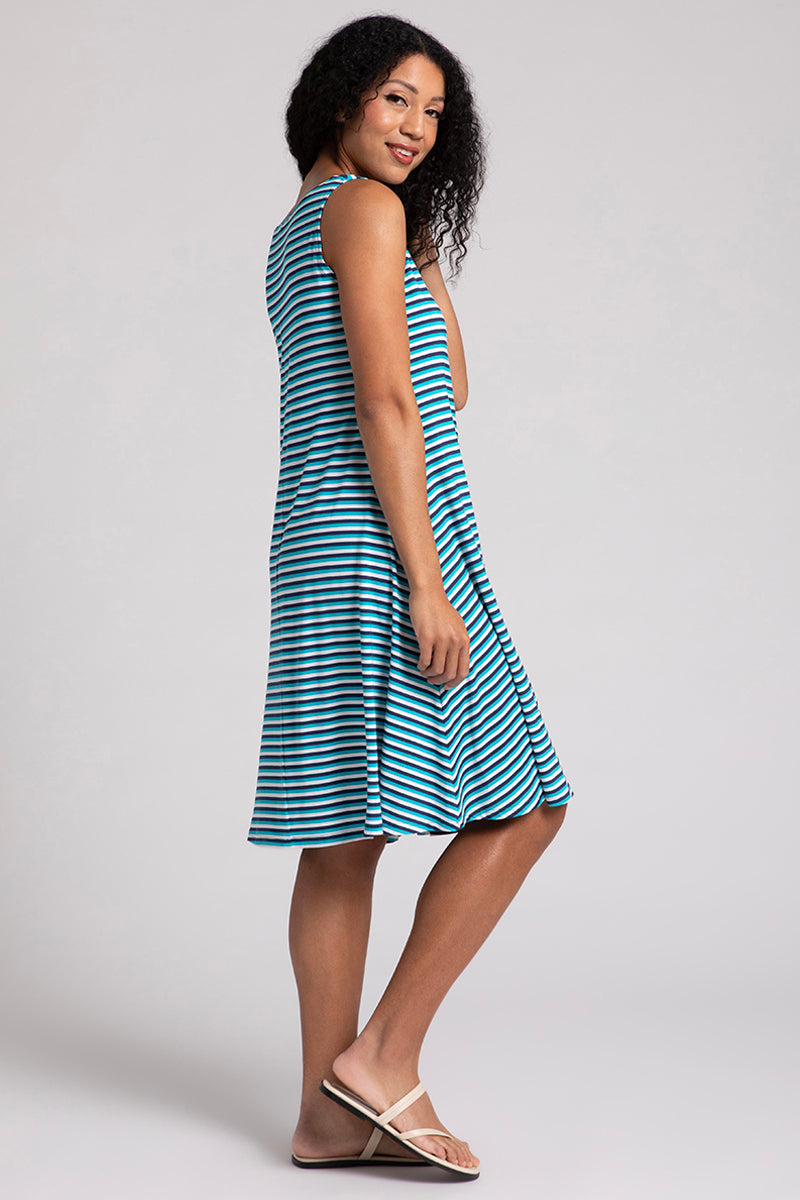 Blue Multi Bamboo Tank Dress Short - Breathable & Comfortable Summer Casual Wear for Beach, Picnic, and Everyday Outfits