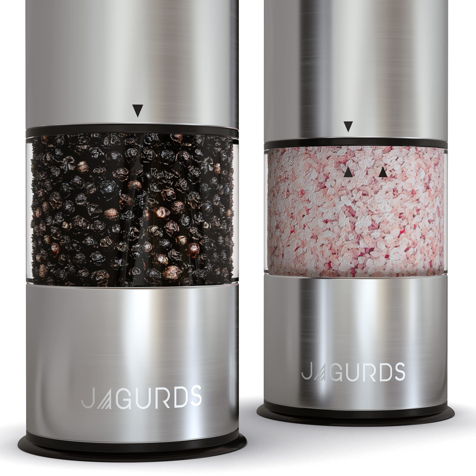 Electric Salt and Pepper Grinder Set - Automatic, Rechargeable, One-Hand Operated Stainless Steel Spice Mill with LED Light - Adjustable Coarseness for Freshly Ground Pepper & Sea Salt - Perfect for Kitchen, Dining Table & Outdoor BBQ