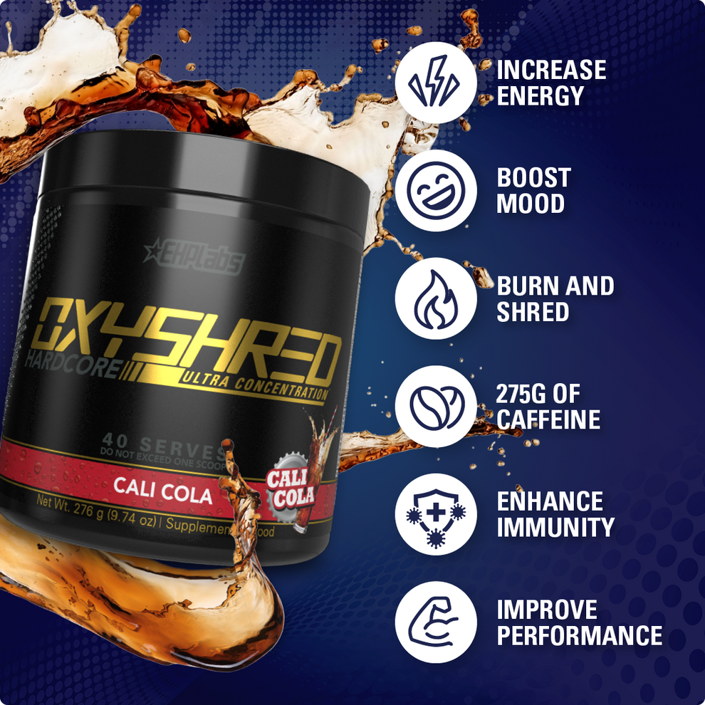 EHP Labs OxyShred Hardcore Fat Burner & Energy Booster - 40 Servings (275g) - Weight Loss Supplement for Men & Women - Pre-Workout & Fitness Support