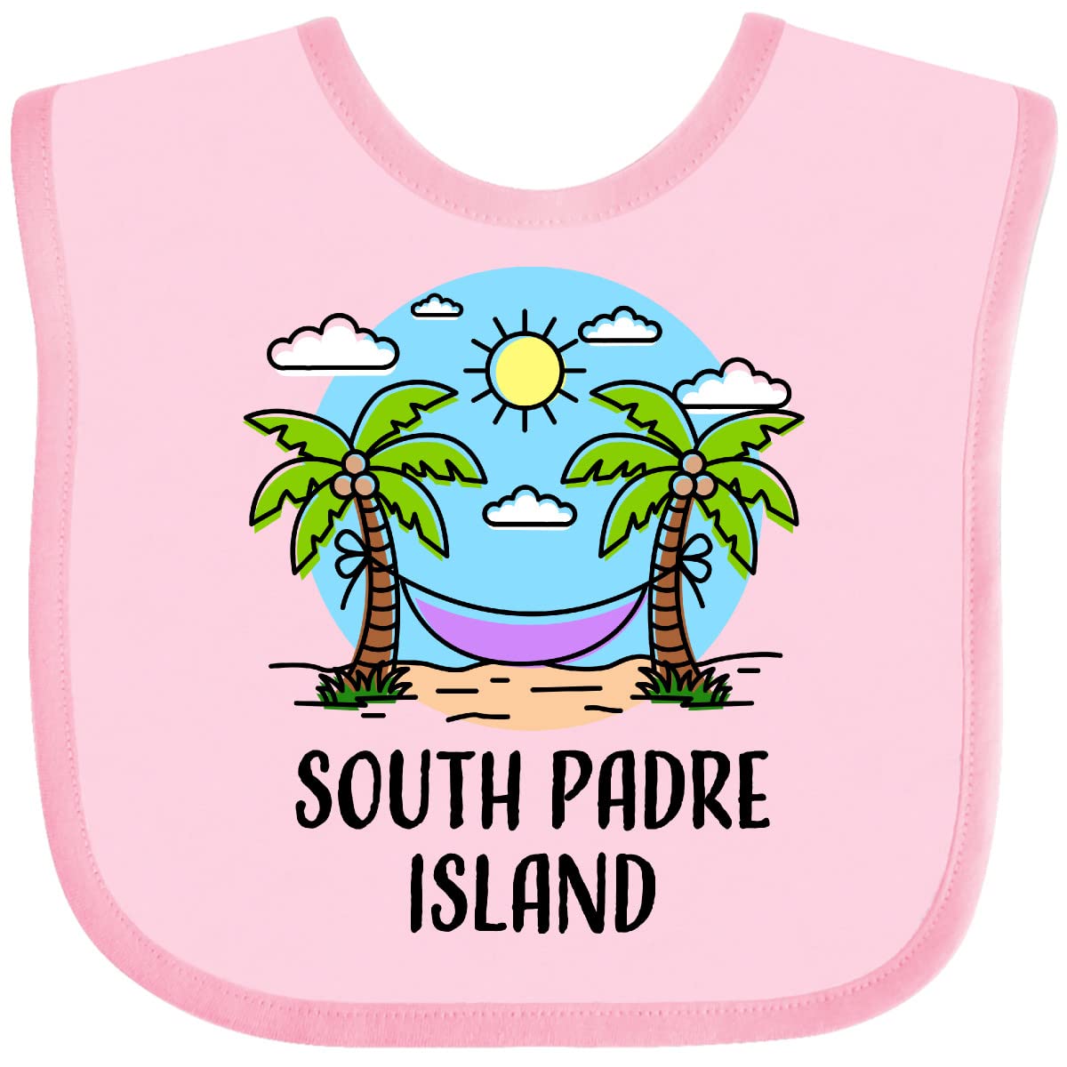 Inktastic Summer Vacation in South Padre Island Baby Bib - Soft Cotton Drool Bib for Infants & Toddlers - Perfect for Beach Trips, Travel, and Everyday Use