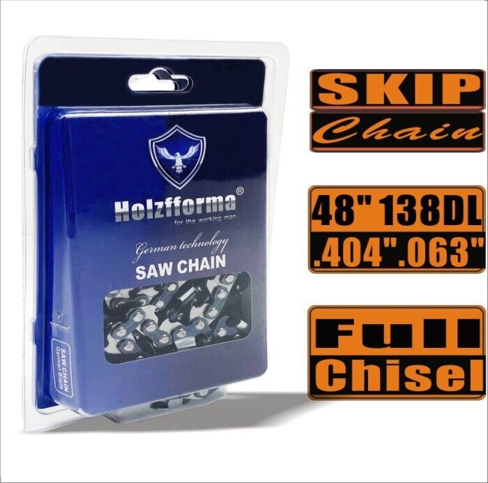 Holzfforma® Skip Chain Full Chisel .404 .063'' 48inch 138DL Chainsaw Chain - Professional Grade for Fast Cutting in Forestry, Logging & Firewood Processing