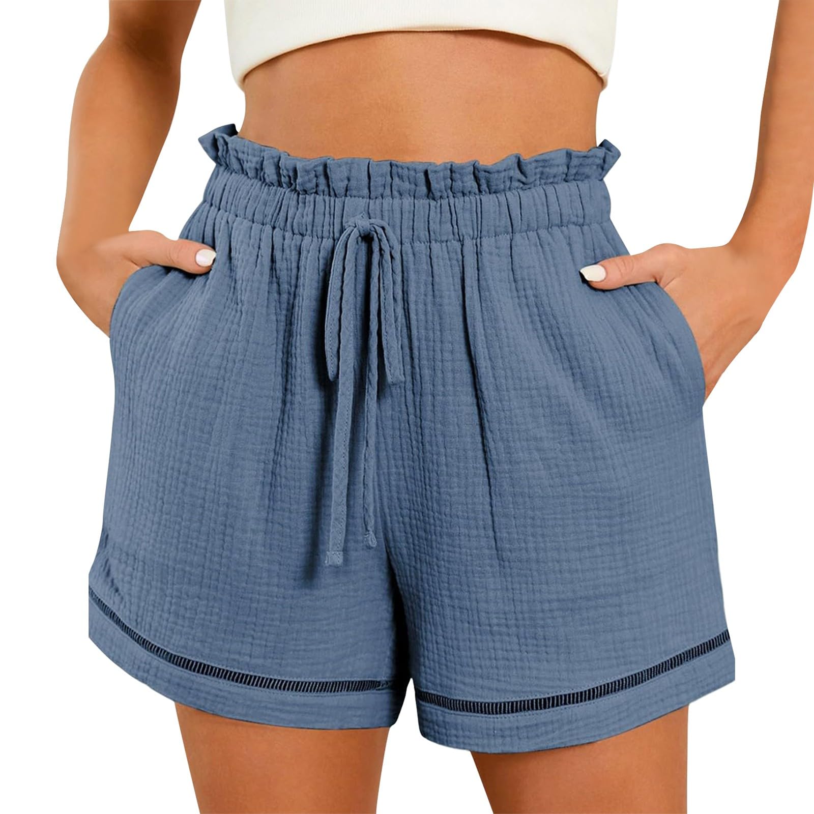 **Ashowlaco Women's Sports Shorts & Fleece Lined Yoga Capri Leggings with Pockets - Breathable Linen Pants for Running, Workout & Casual Wear**