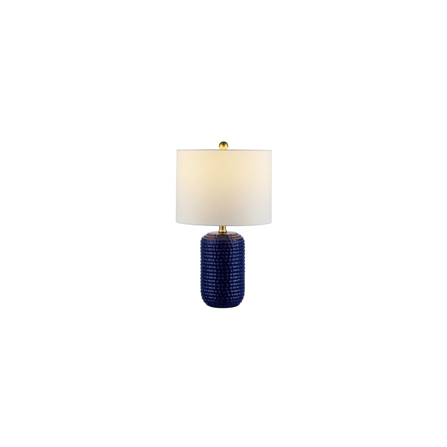 SAFAVIEH Jace 22-inch Modern Navy Blue Ceramic Table Lamp Set of 2 with LED Bulbs - Bedroom, Living Room, Home Office & Nightstand Lighting for Cozy Ambiance & Stylish Decor