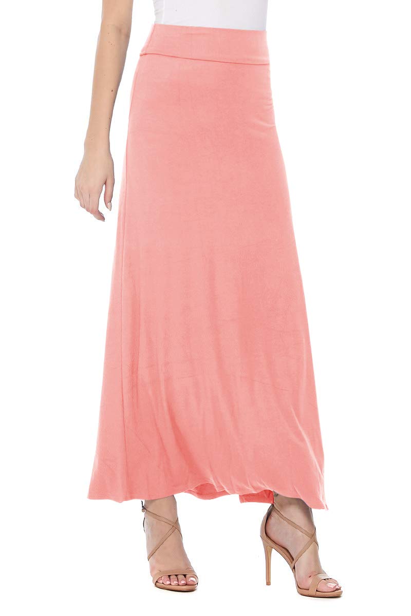 FashionJOA Women's Stretchy Flowy Maxi Skirt with Elastic Waistband - Comfortable & Stylish Summer Beach Skirt for Casual Outings, Vacations, and Boho Fashion