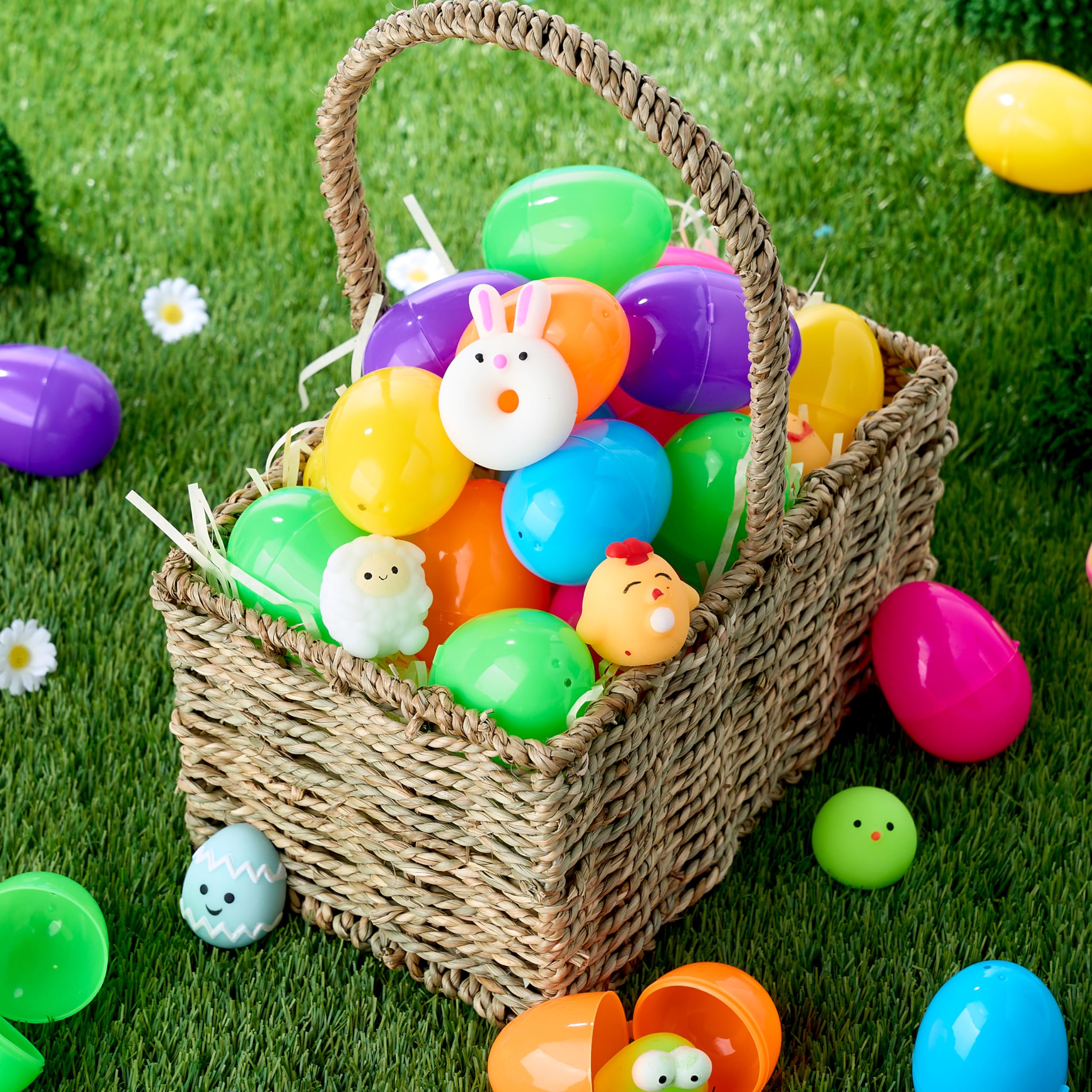 24 Pcs Easter Prefilled Eggs with Mochi Squishy Toys - Cute Stress Relief Toys for Kids, Party Favors, Easter Basket Stuffers & Classroom Prizes - Perfect for Easter Egg Hunts, Birthday Parties & School Rewards