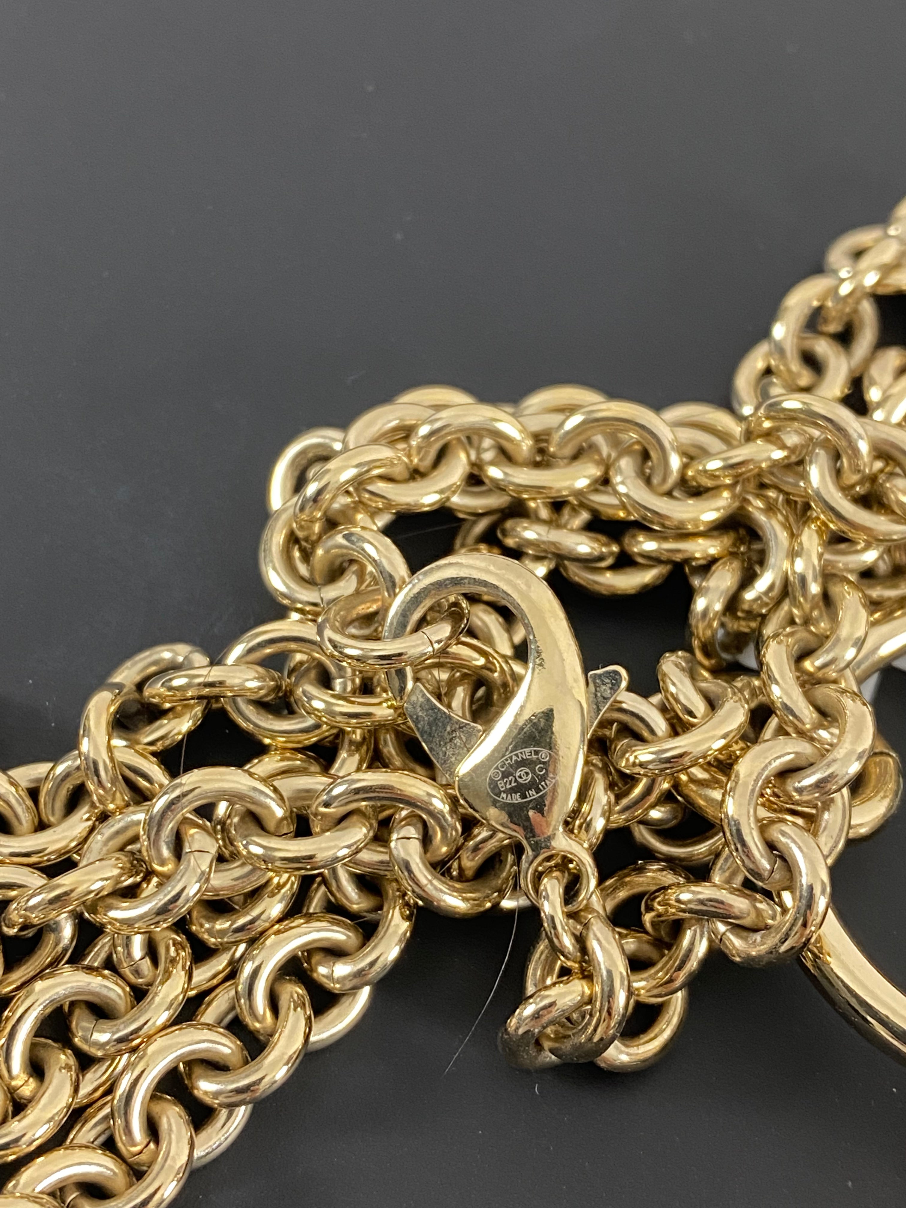 Chanel 22C Gold Tone Pearl Puff Heart Locket Necklace - Elegant Pearl Pendant for Women | Perfect for Valentine's Day Gifts, Anniversary Presents & Formal Occasions