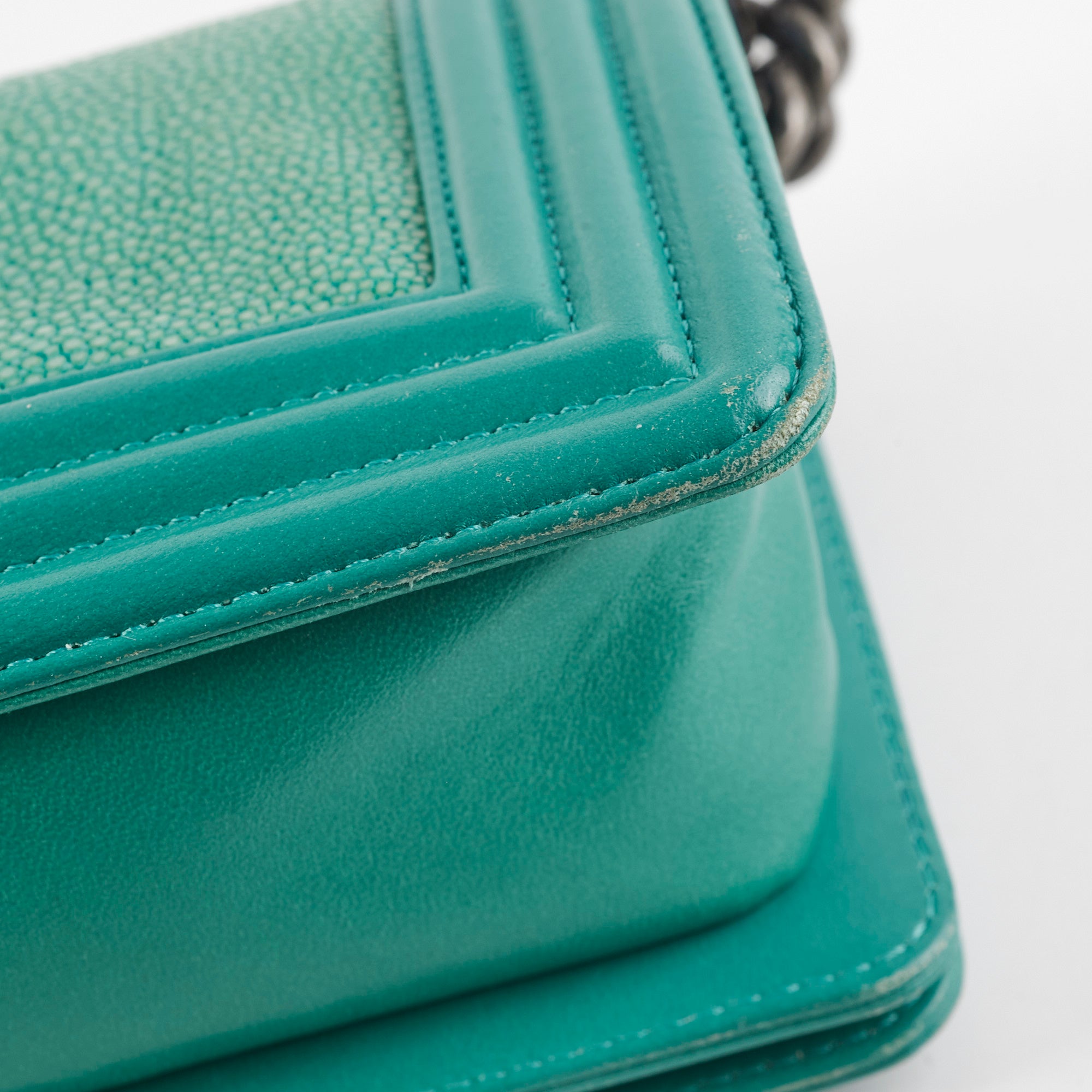 Chanel Small Turquoise Stingray Boy Bag - Luxury Crossbody Handbag for Women | Perfect for Evening Parties, Date Nights & Special Occasions