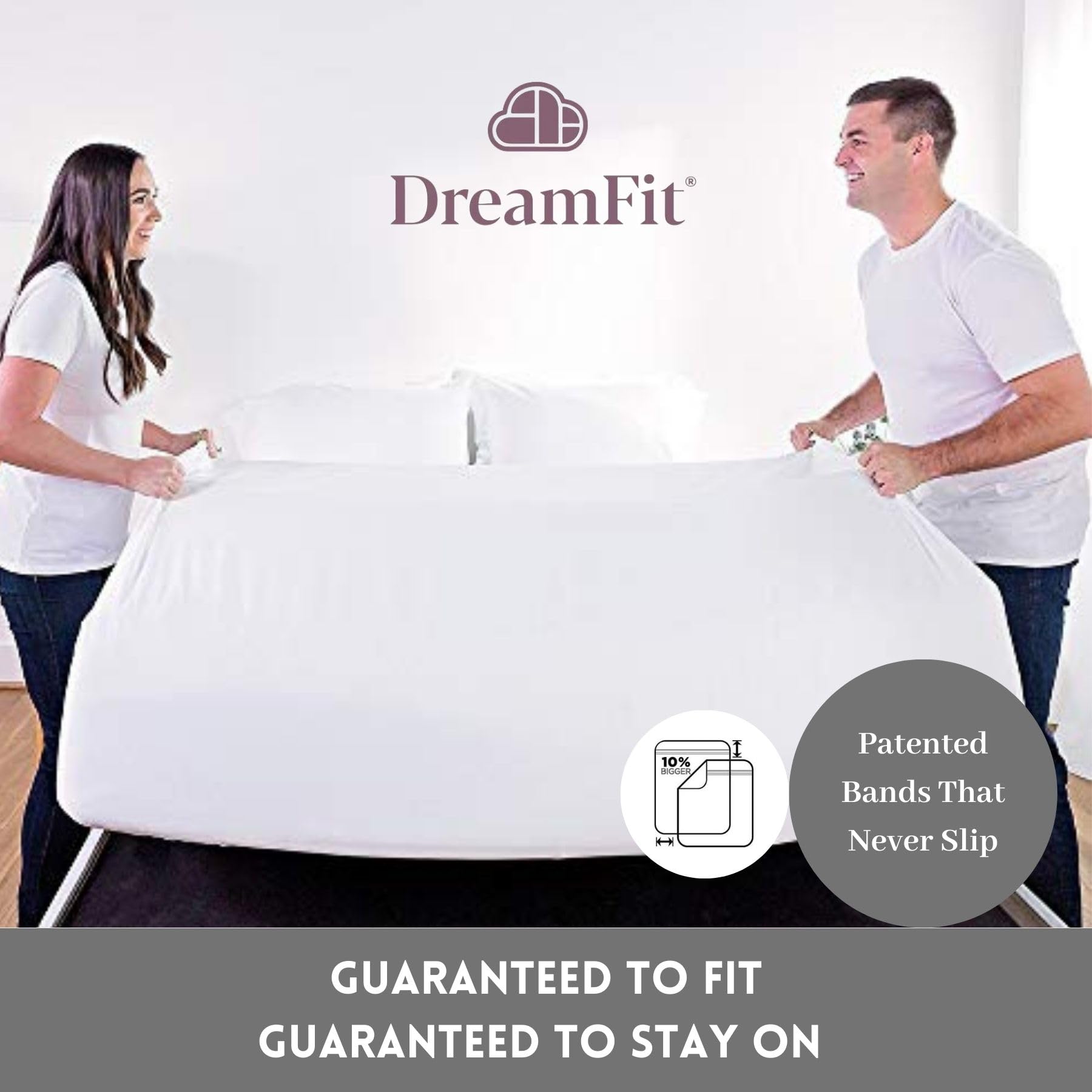 DreamFit DreamCool 100% Egyptian Cotton Cooling Bed Sheets Set - 400 Thread Count King Size with Deep Pocket & Elastic Corners | Made in USA | Breathable Luxury Sheets for Hot Sleepers & Summer Nights (Blue)