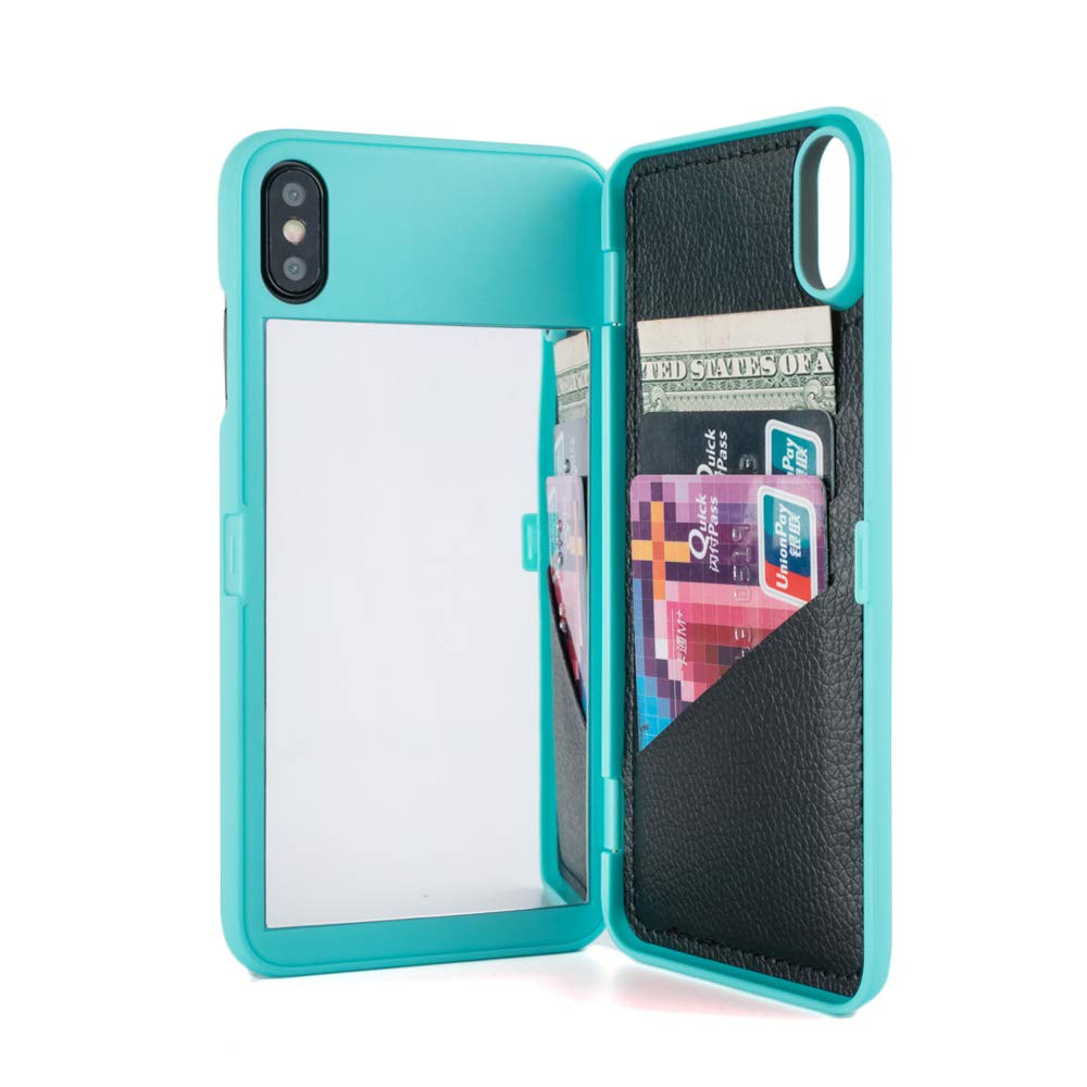 Luxury Wallet Case for iPhone Xs Max (2018) - Shockproof Card Holder with Mirror & Kickstand | Women's Fashion Phone Cover for 6.5