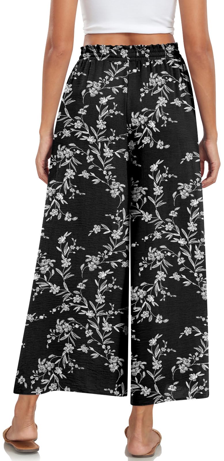 Bestbee Women's Palazzo Pants - Dressy Casual Wide Leg Trousers with Elastic Waist & Pockets | Comfortable Office Wear, Travel & Lounge Pants