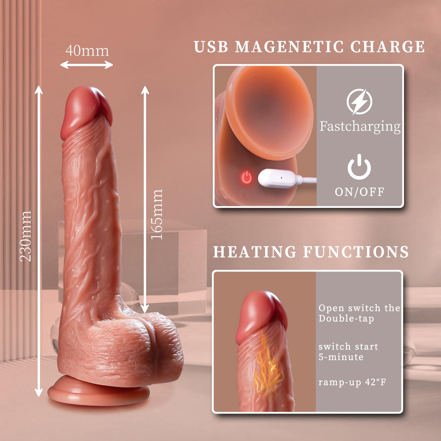 Realistic Thrusting Dildo Vibrator - 6-in-1 Suction Cup Sex Toy for Women with 9 Vibrations & 3 Thrusting Modes, Heating Function & Remote Control - Perfect for Couples Play, Solo Pleasure, and Anal Stimulation