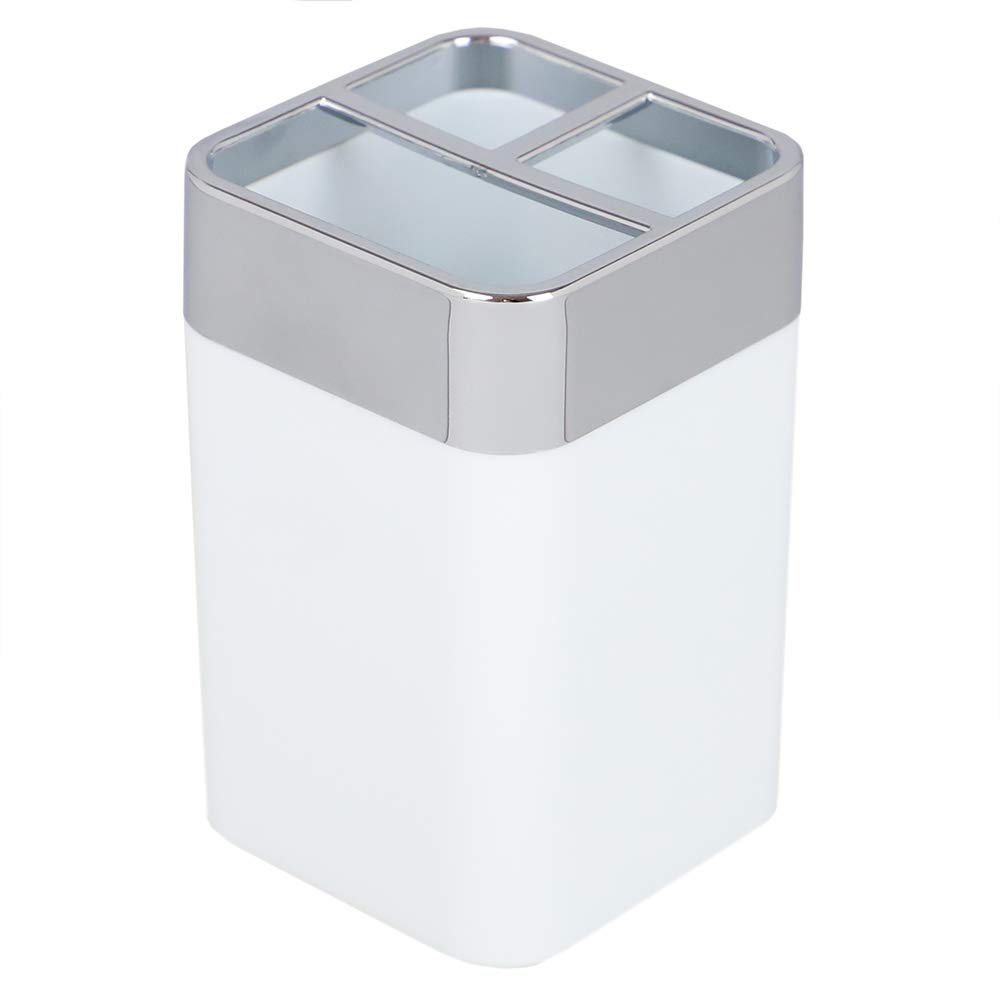 Home Basics TH35012 White Toothbrush Holder - Bathroom Organizer for Countertop, Sink, or Shower Storage