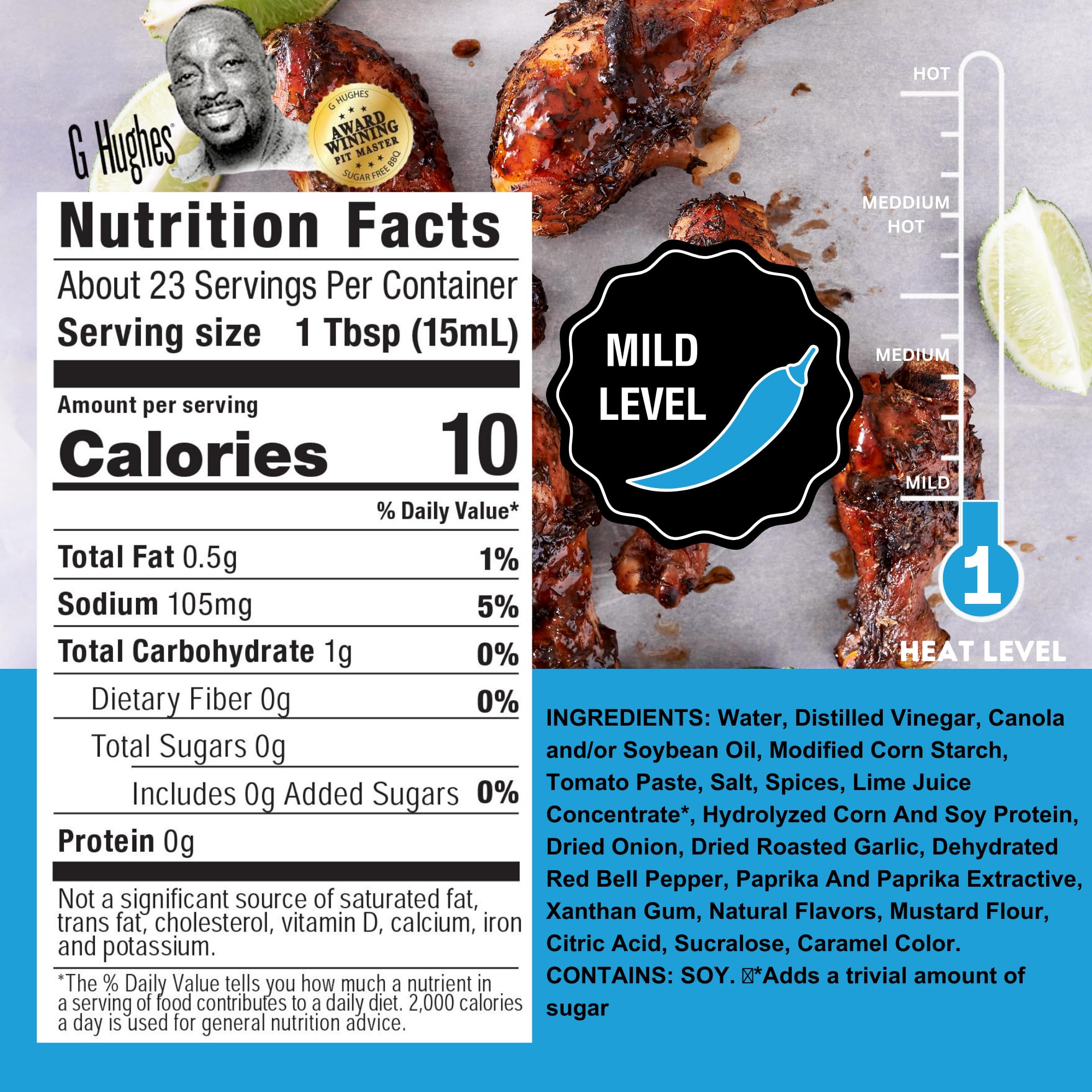 G Hughes Sugar Free Caribbean Jerk Wing Sauce - Gluten Free Jerk Marinade & BBQ Sauce for Grilling, Chicken Wings, Ribs - 12 Oz (3 Pack)