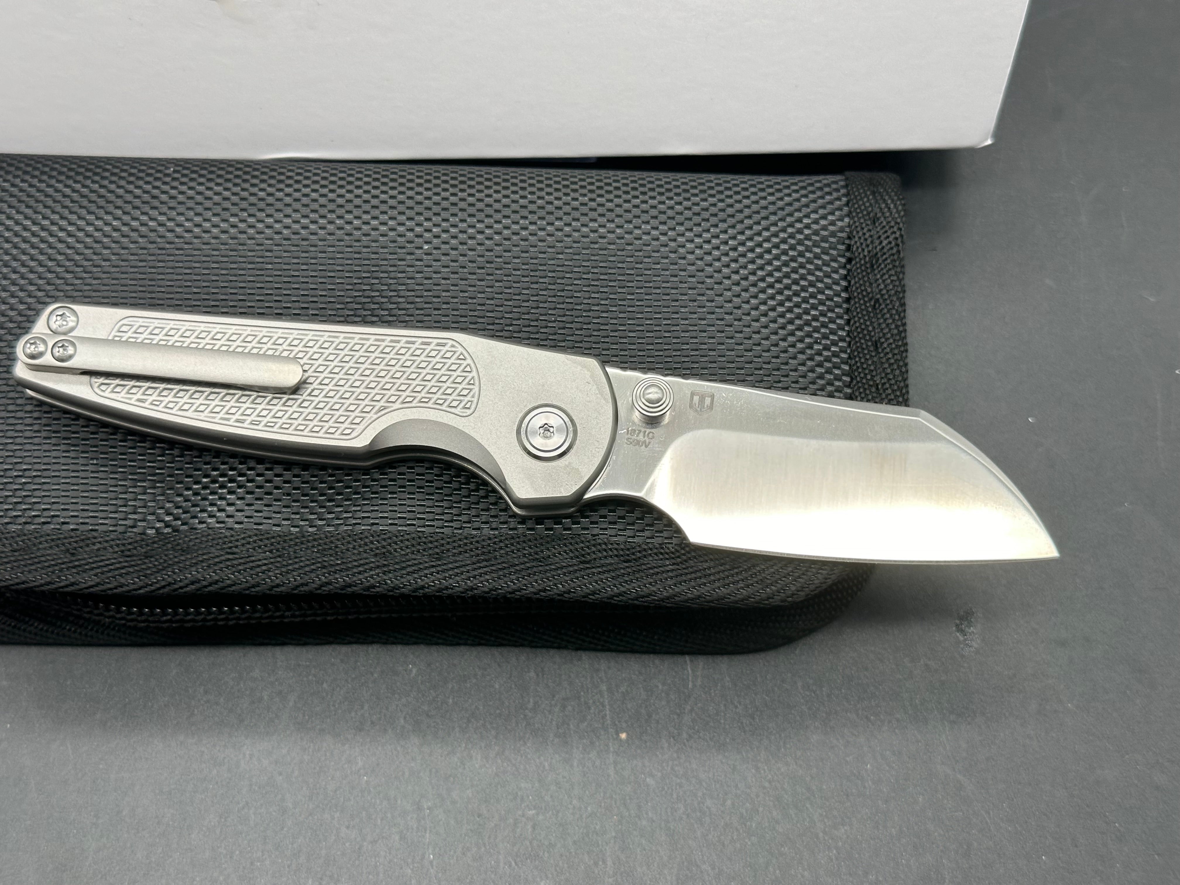 ARTISAN CUTLERY CLEO ATZ 1871G Folding Knife - CPM S90V Premium Steel Blade & Titanium Handle - EDC Pocket Knife for Camping, Hiking & Outdoor Survival