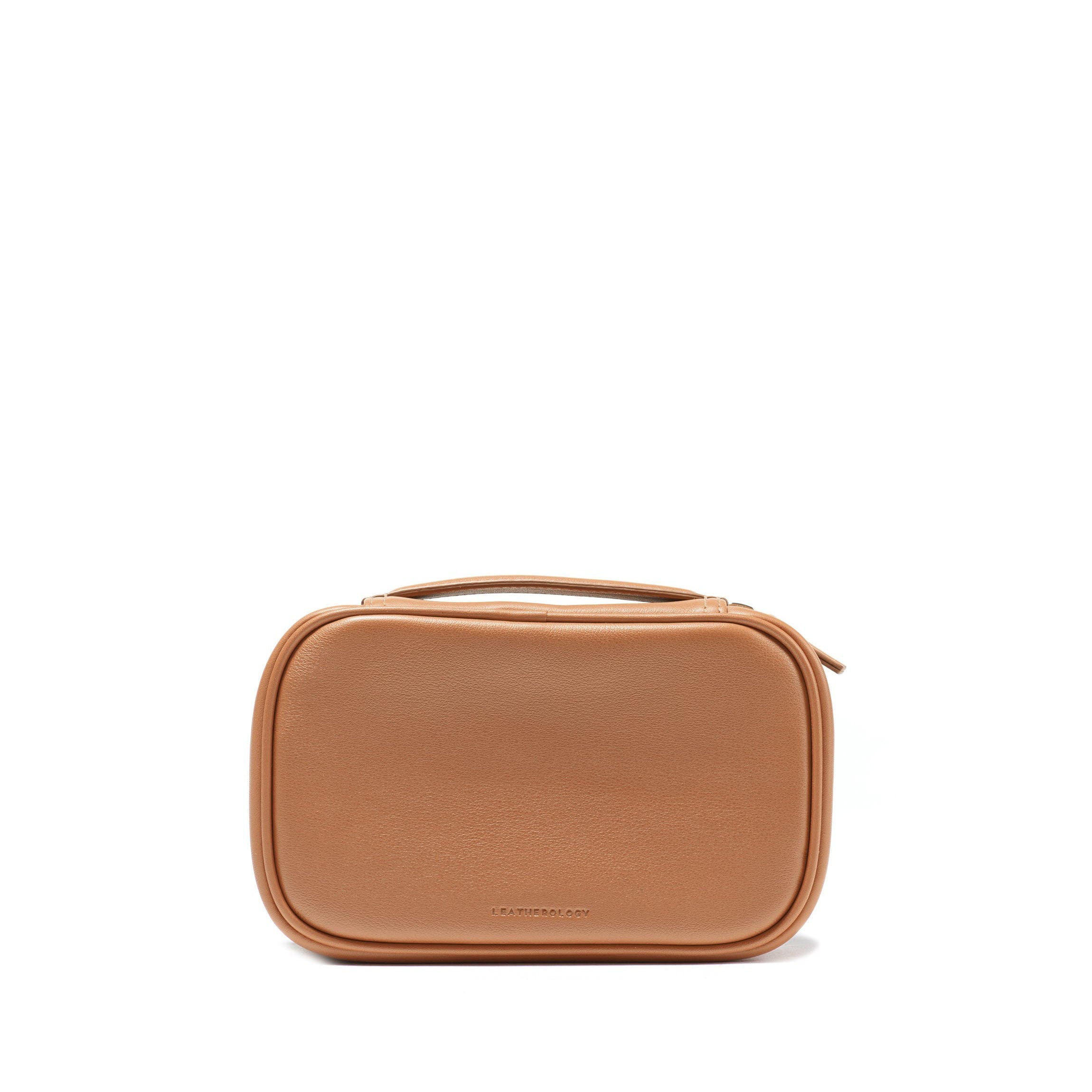 Premium Leather Small Travel Organizer in Cognac - Perfect for Passport, Tickets & Essentials - Ideal for Business Trips & Vacations