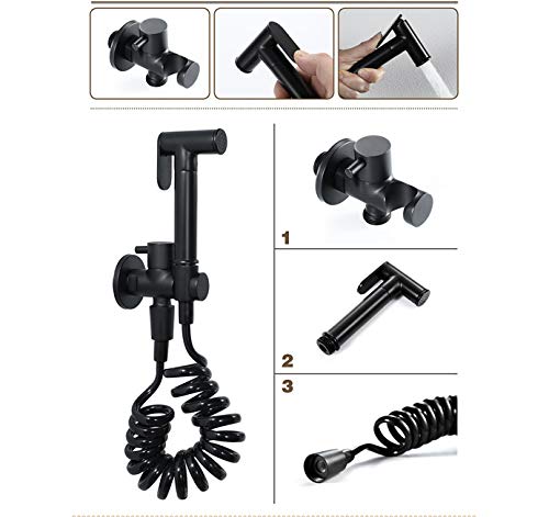 BlackSprayer Single Cold Water Brass Handheld Bathroom Shower Toilet Sprayer - Wall Mounted Bidet Sprayer with Spring Hose - Perfect for Feminine Hygiene, Baby Care & Watering Plants | Ideal for Bathroom, Nursery & Garden Use
